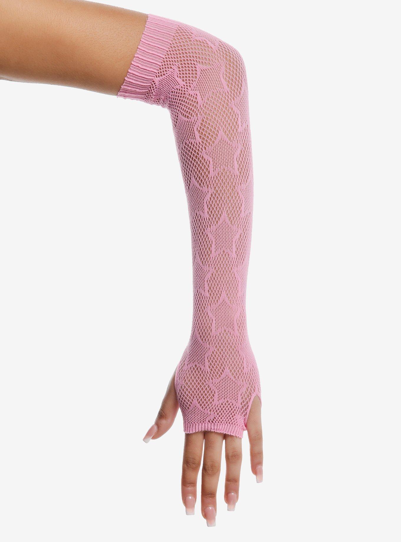 Pink Star Fishnet Arm Warmers, , hi-res