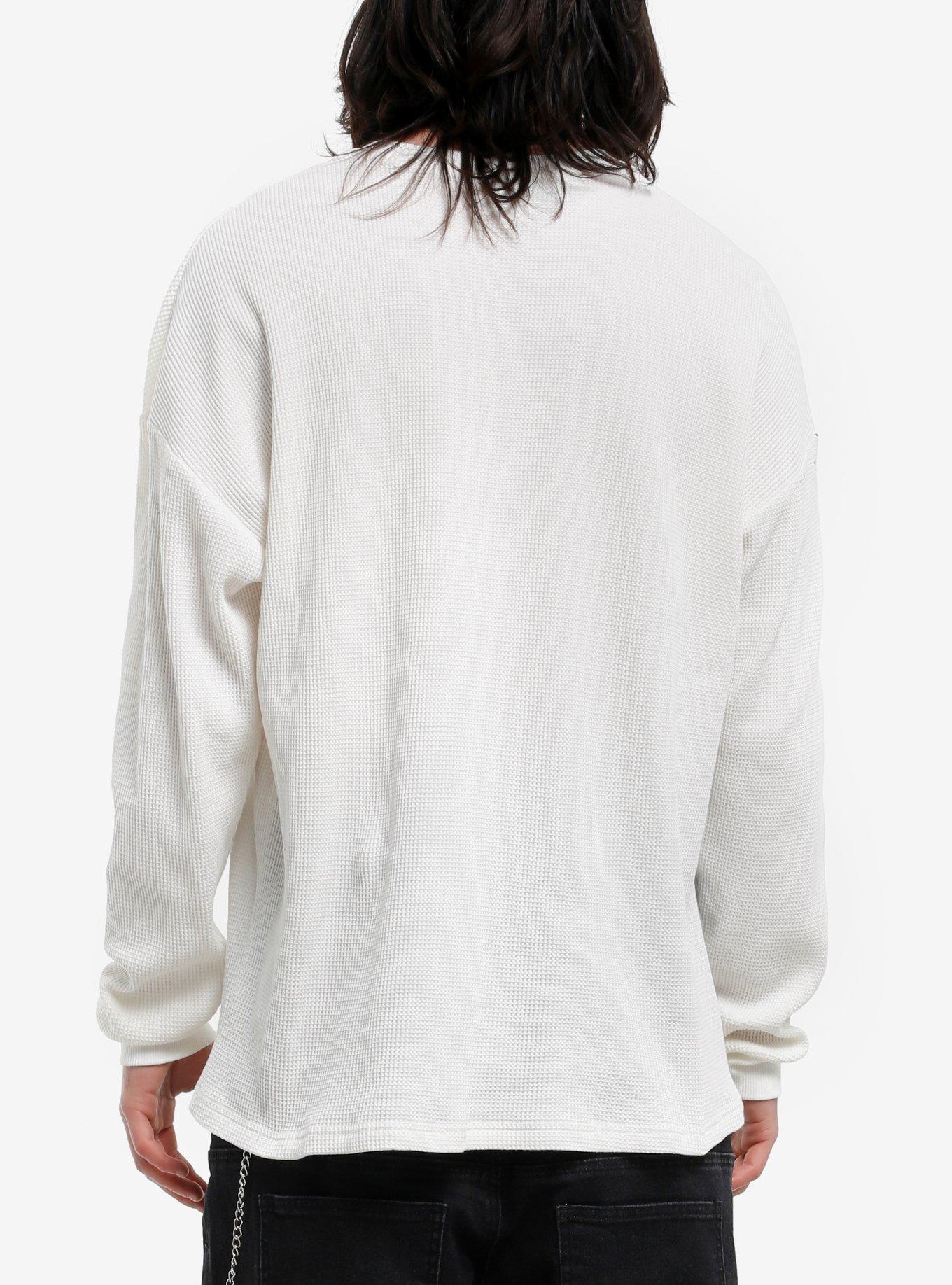 White & Black Skull Thermal Long-Sleeve T-Shirt, , alternate