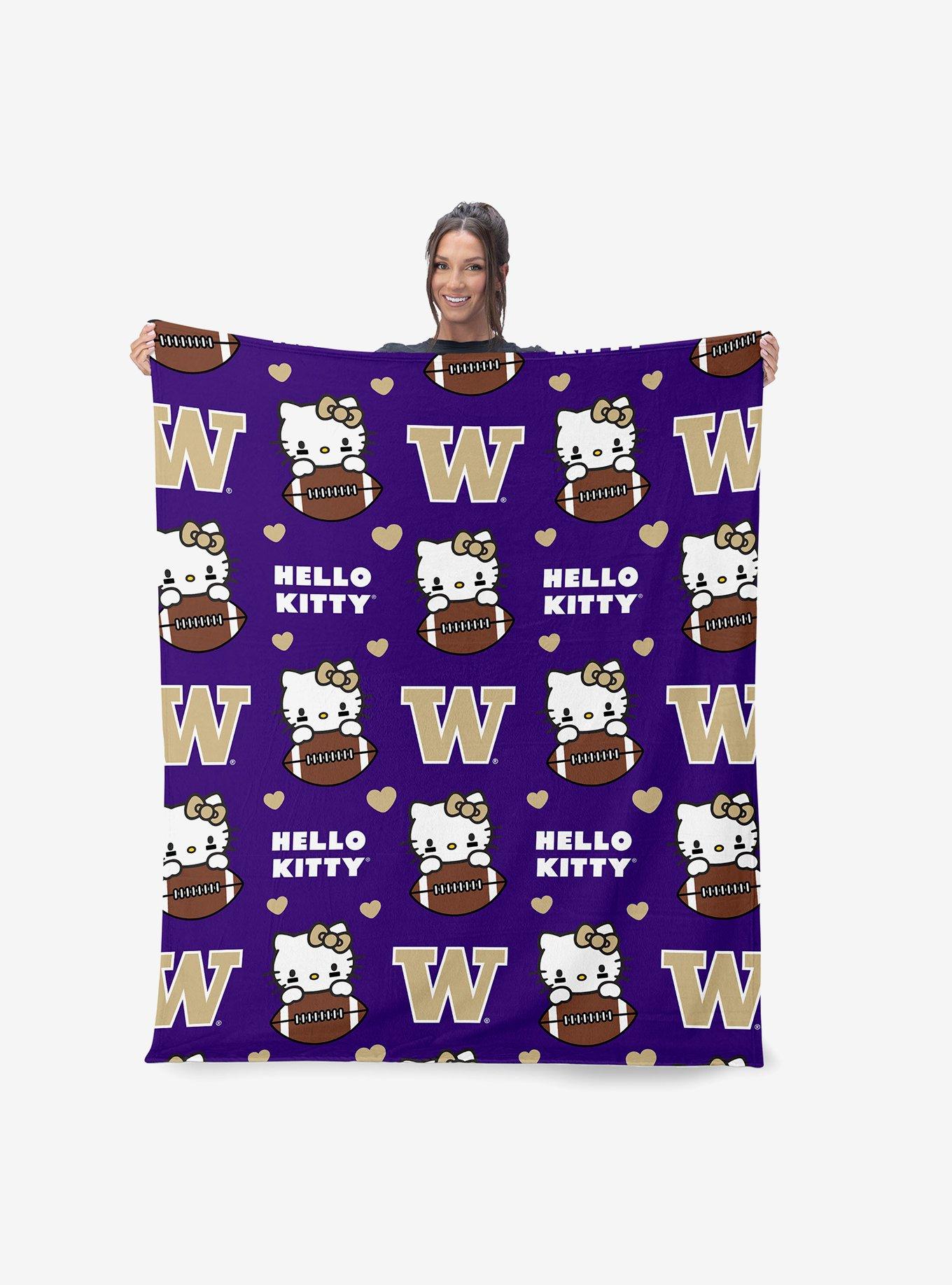 University of Washington Huskies Football Ready Hello Kitty Cloud Throw Blanket, , alternate