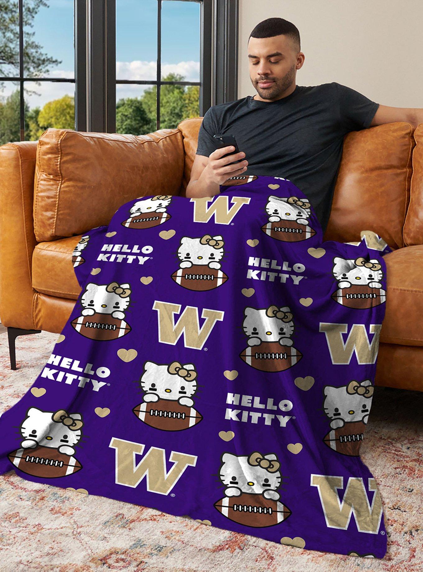 University of Washington Huskies Football Ready Hello Kitty Cloud Throw Blanket, , alternate