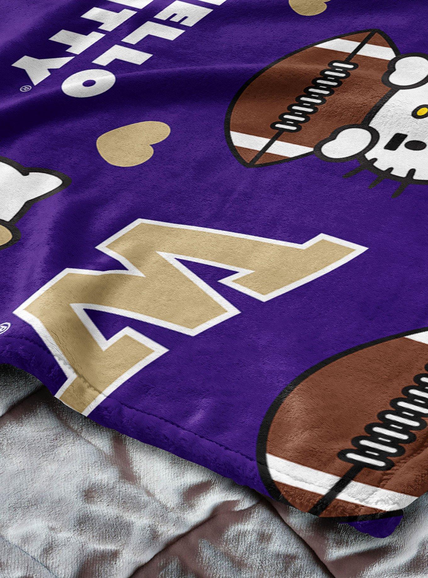 University of Washington Huskies Football Ready Hello Kitty Cloud Throw Blanket, , alternate