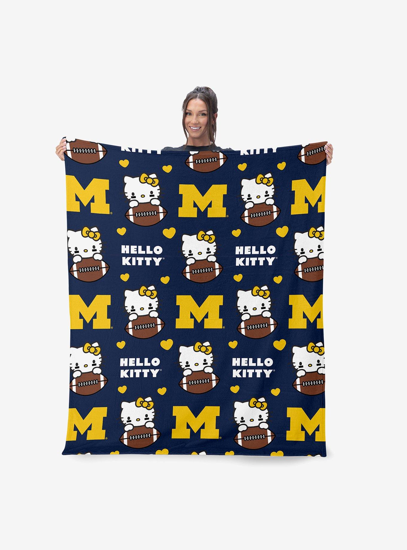 Michigan Wolverines Football Ready Hello Kitty Cloud Throw Blanket, , alternate