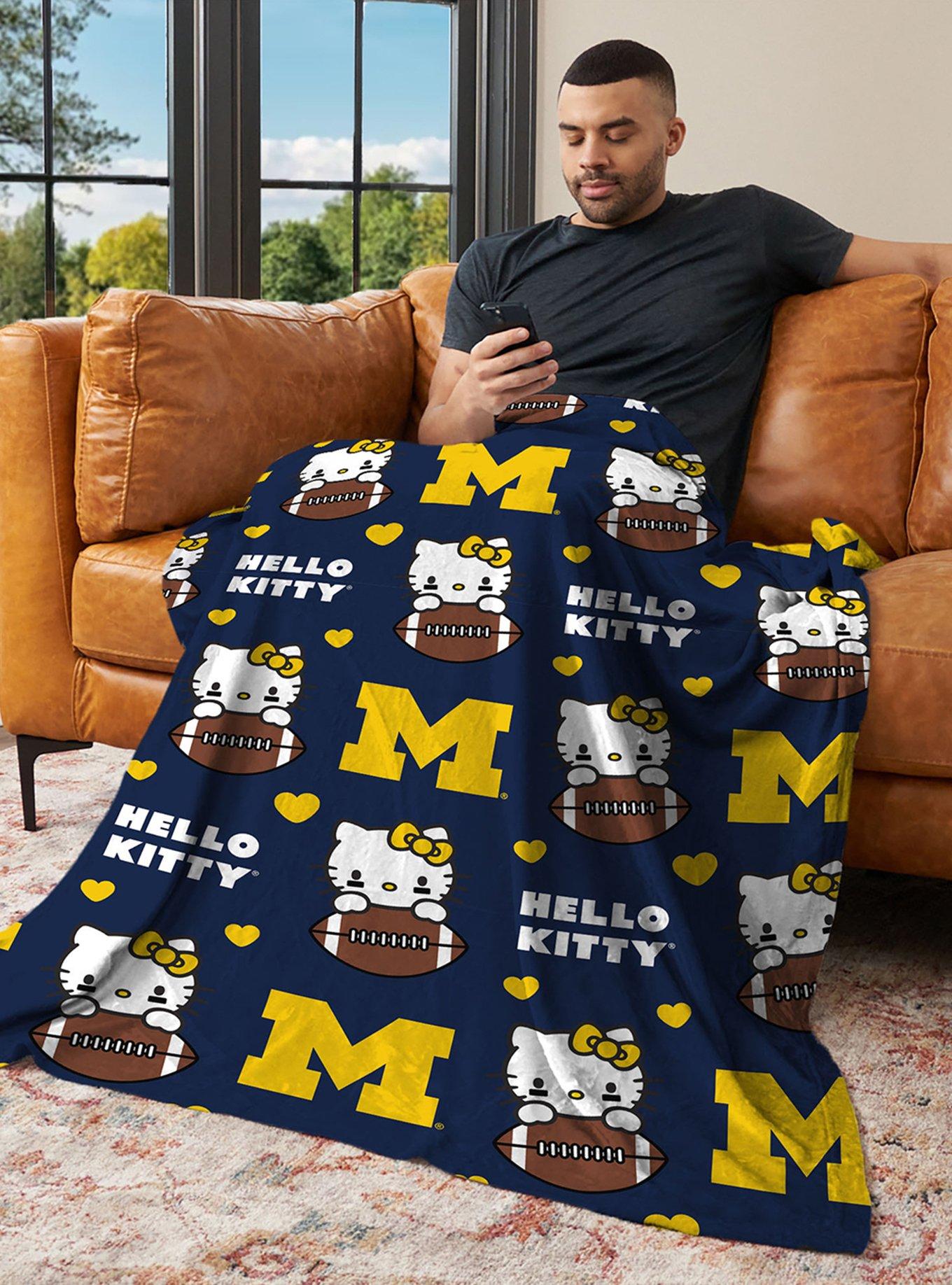 Michigan Wolverines Football Ready Hello Kitty Cloud Throw Blanket, , alternate