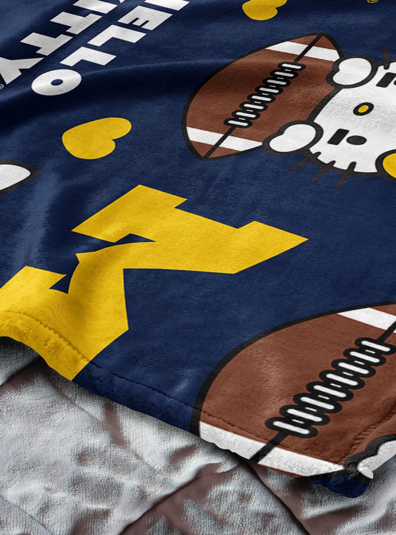 Michigan Wolverines Football Ready Hello Kitty Cloud Throw Blanket, , alternate
