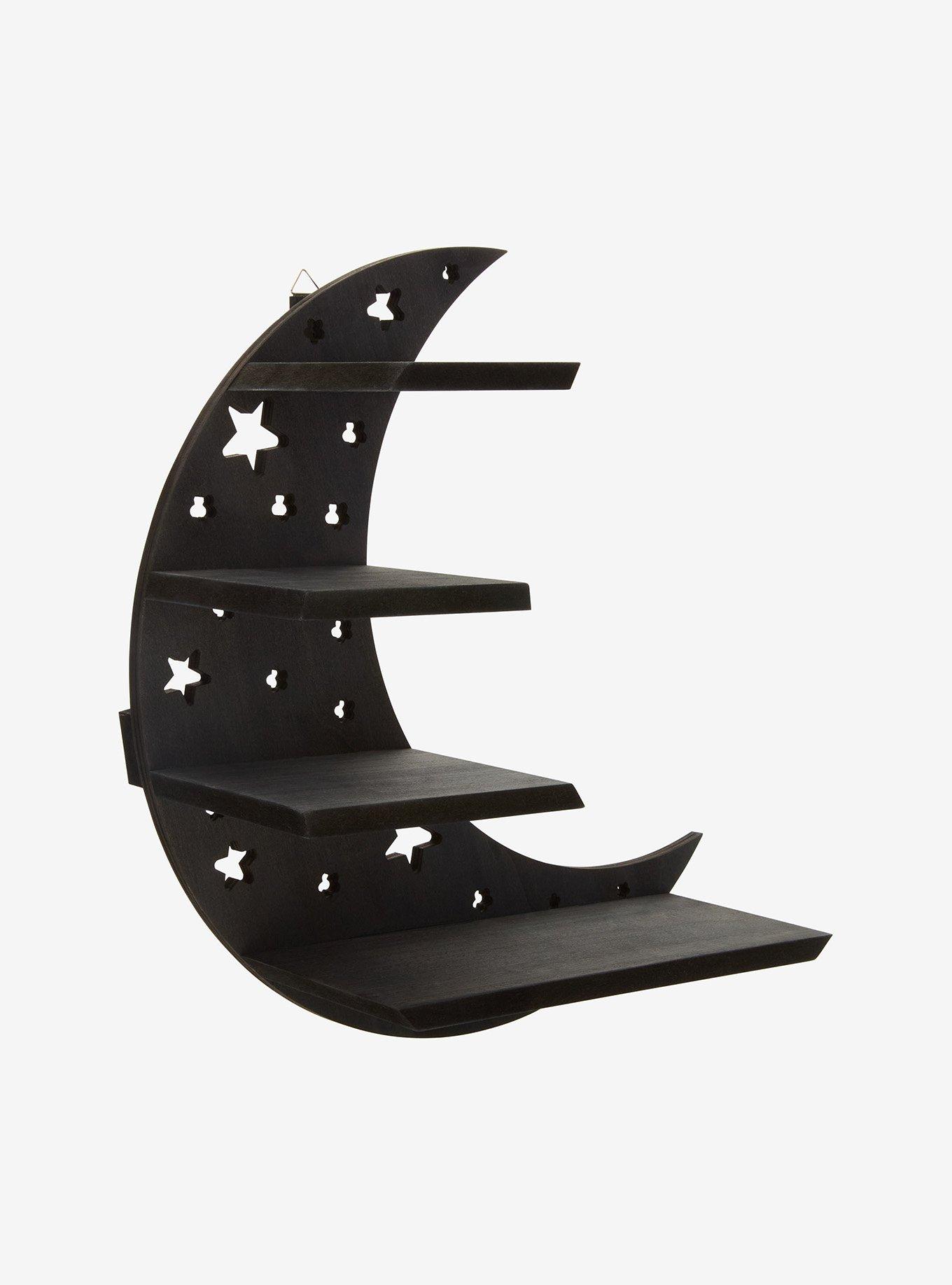 Black Crescent Moon Light-Up Wall Shelf, , alternate