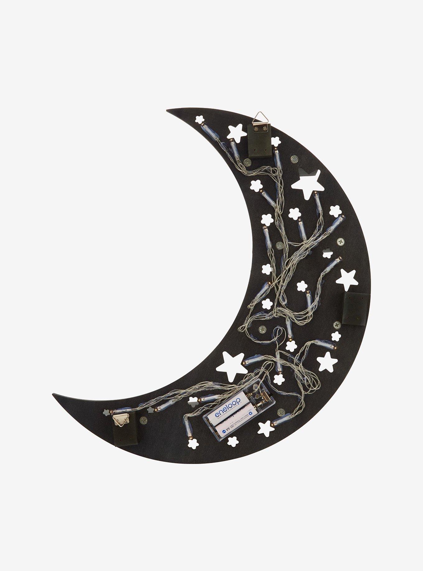 Black Crescent Moon Light-Up Wall Shelf, , alternate