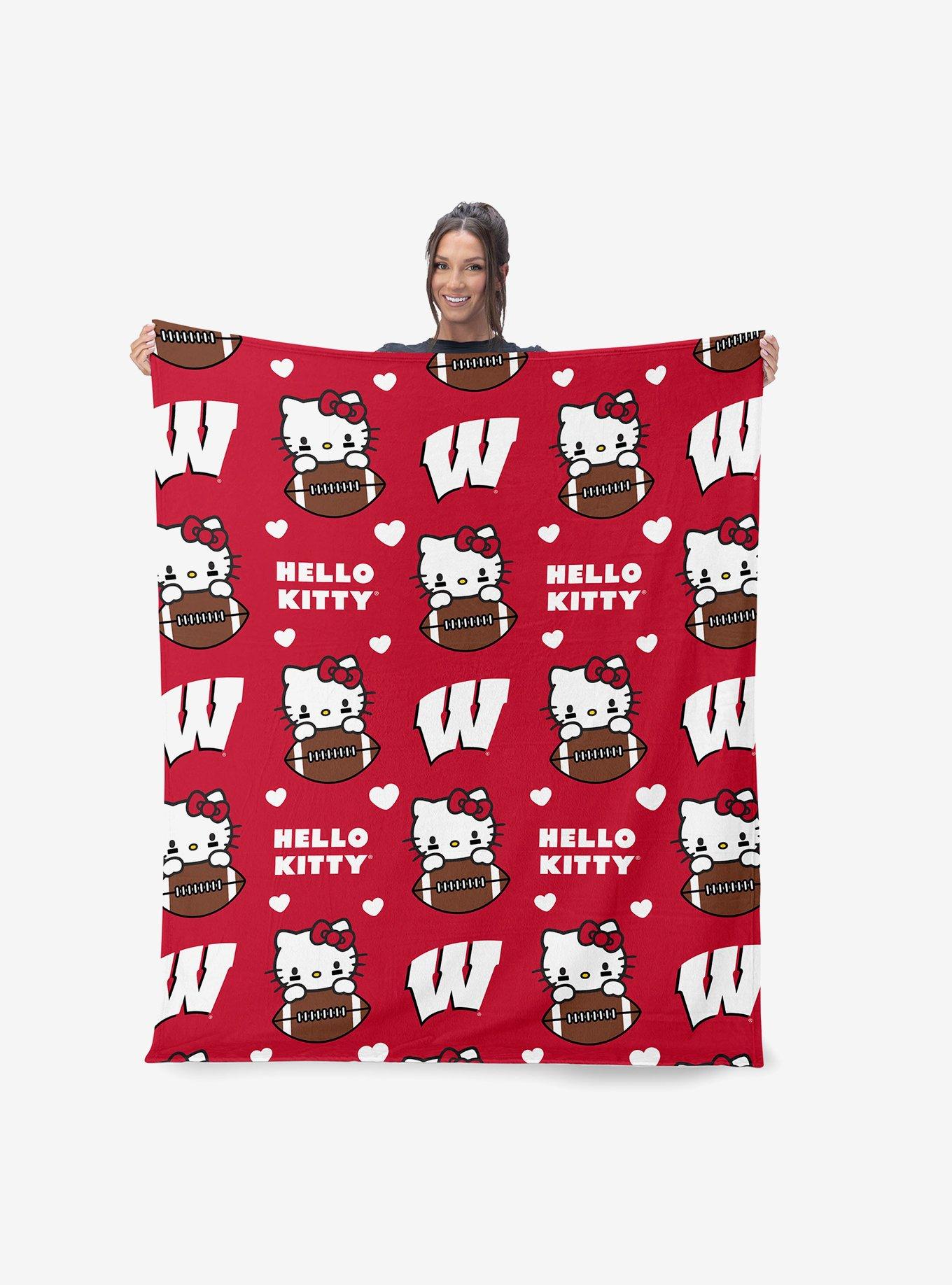 Wisconsin Badgers Football Ready Hello Kitty Cloud Throw Blanket, , hi-res