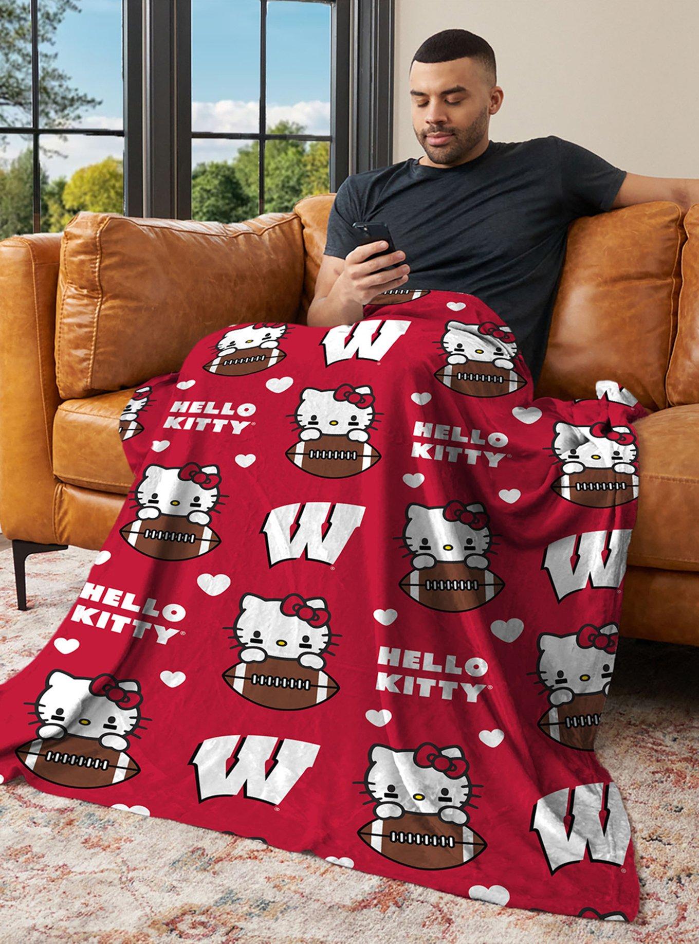 Wisconsin Badgers Football Ready Hello Kitty Cloud Throw Blanket, , alternate