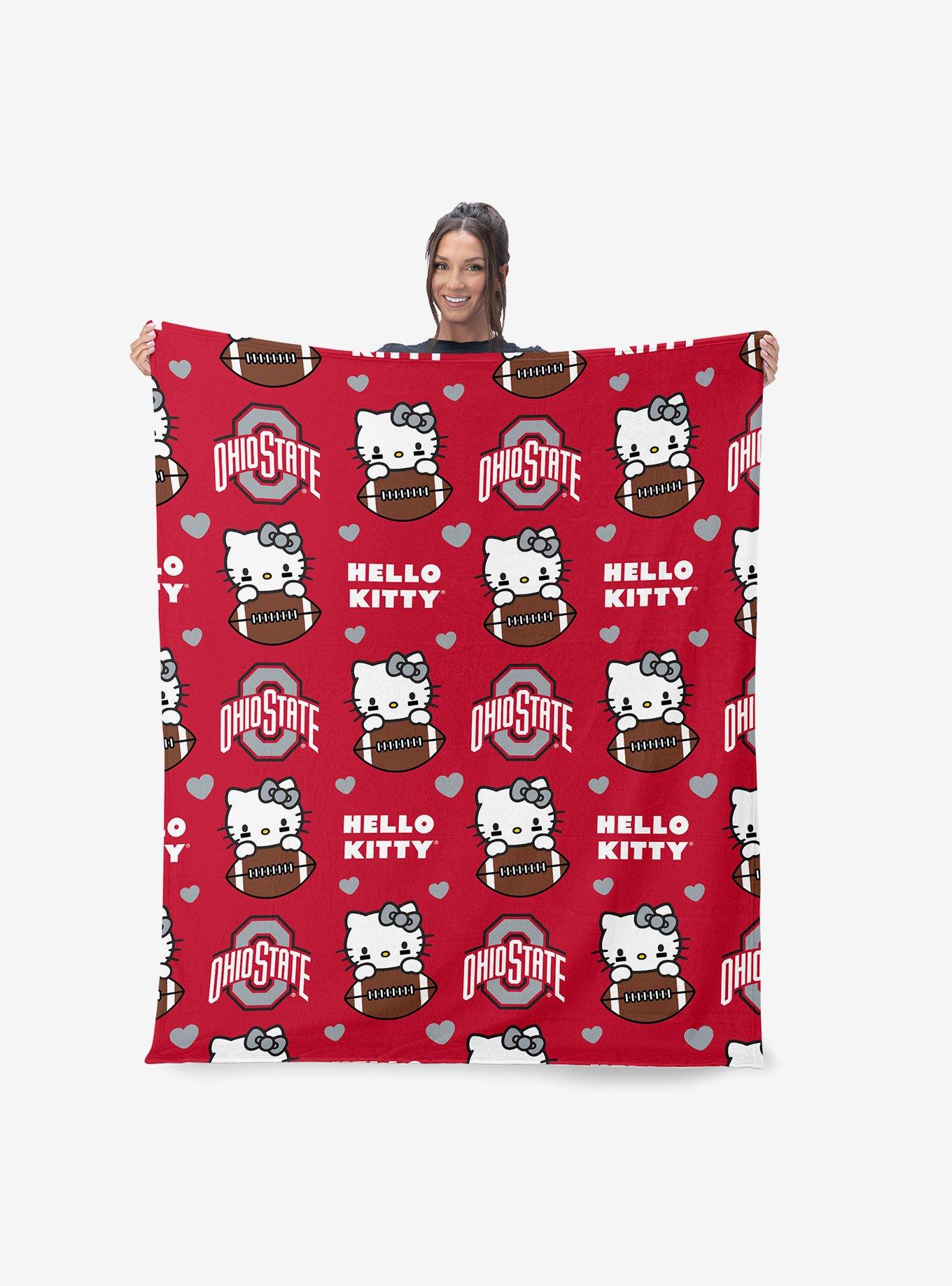 Ohio State Buckeyes Football Ready Hello Kitty Cloud Throw Blanket, , hi-res