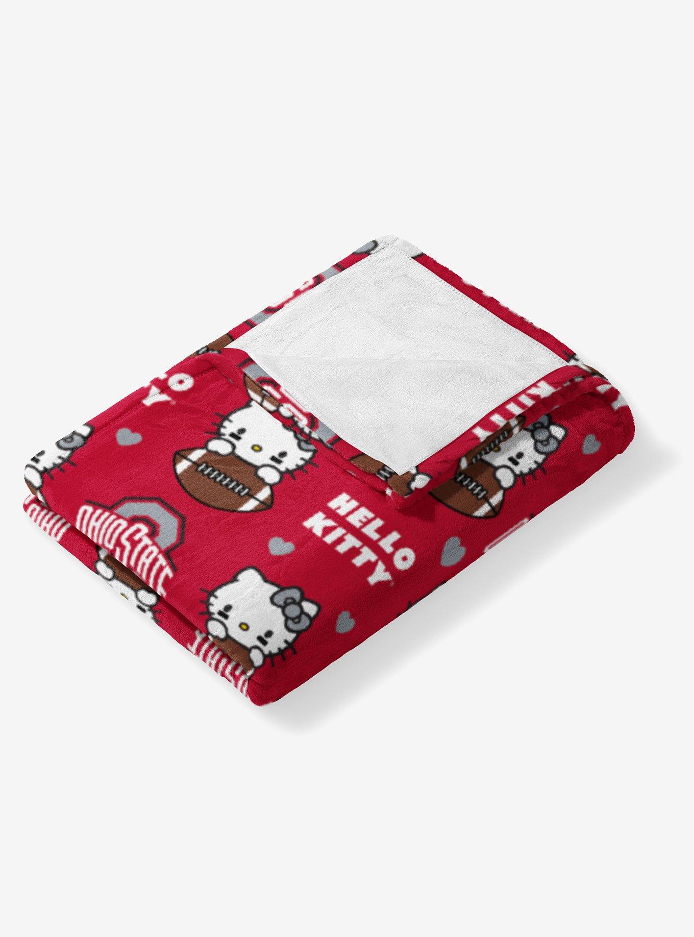 Ohio State Buckeyes Football Ready Hello Kitty Cloud Throw Blanket, , alternate