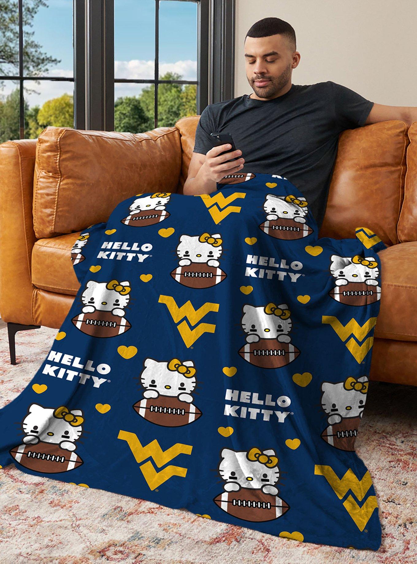 West Virginia Mountaineers Football Ready Hello Kitty Cloud Throw Blanket, , alternate