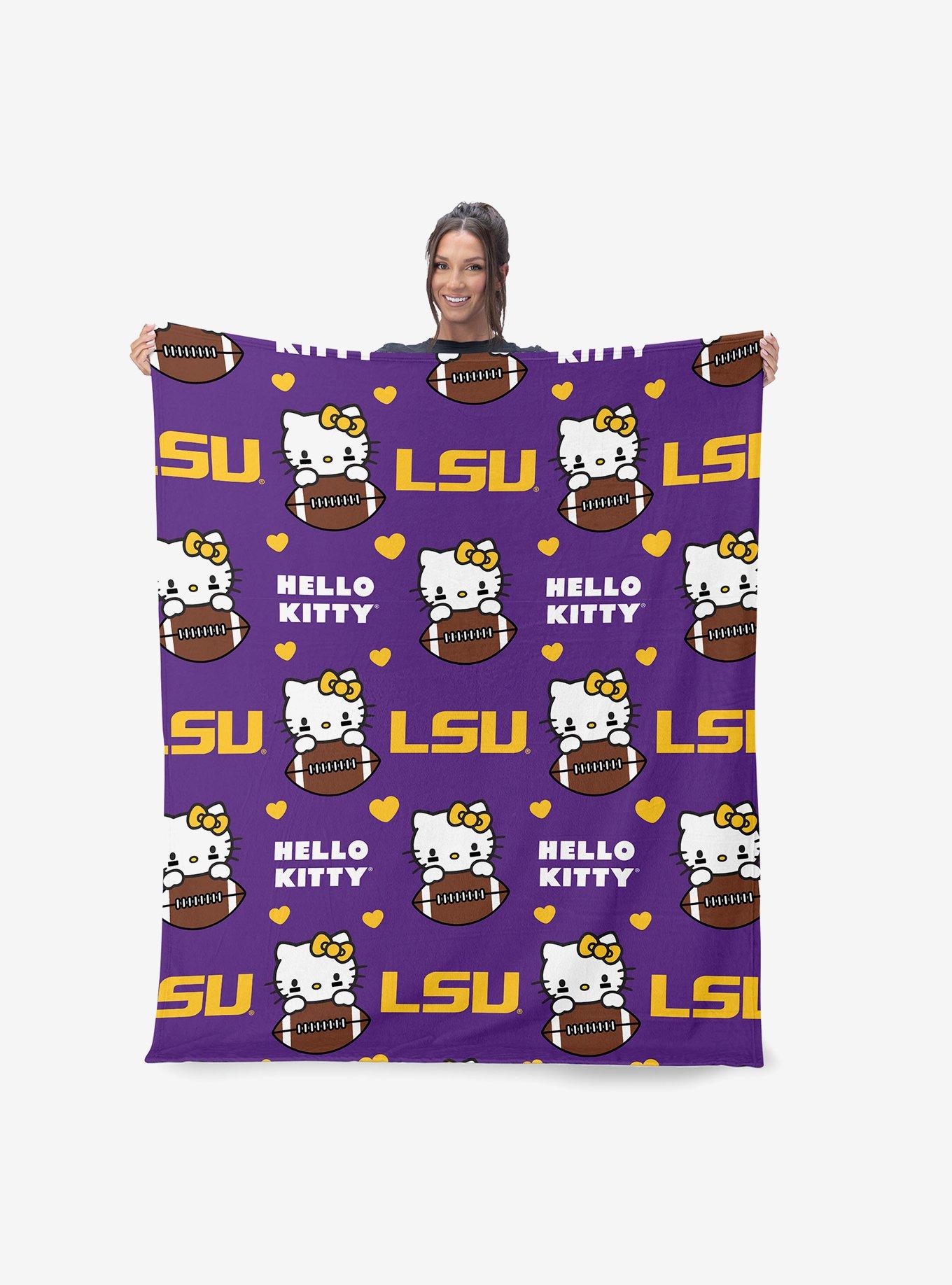 LSU Tigers Football Ready Hello Kitty Cloud Throw Blanket, , hi-res