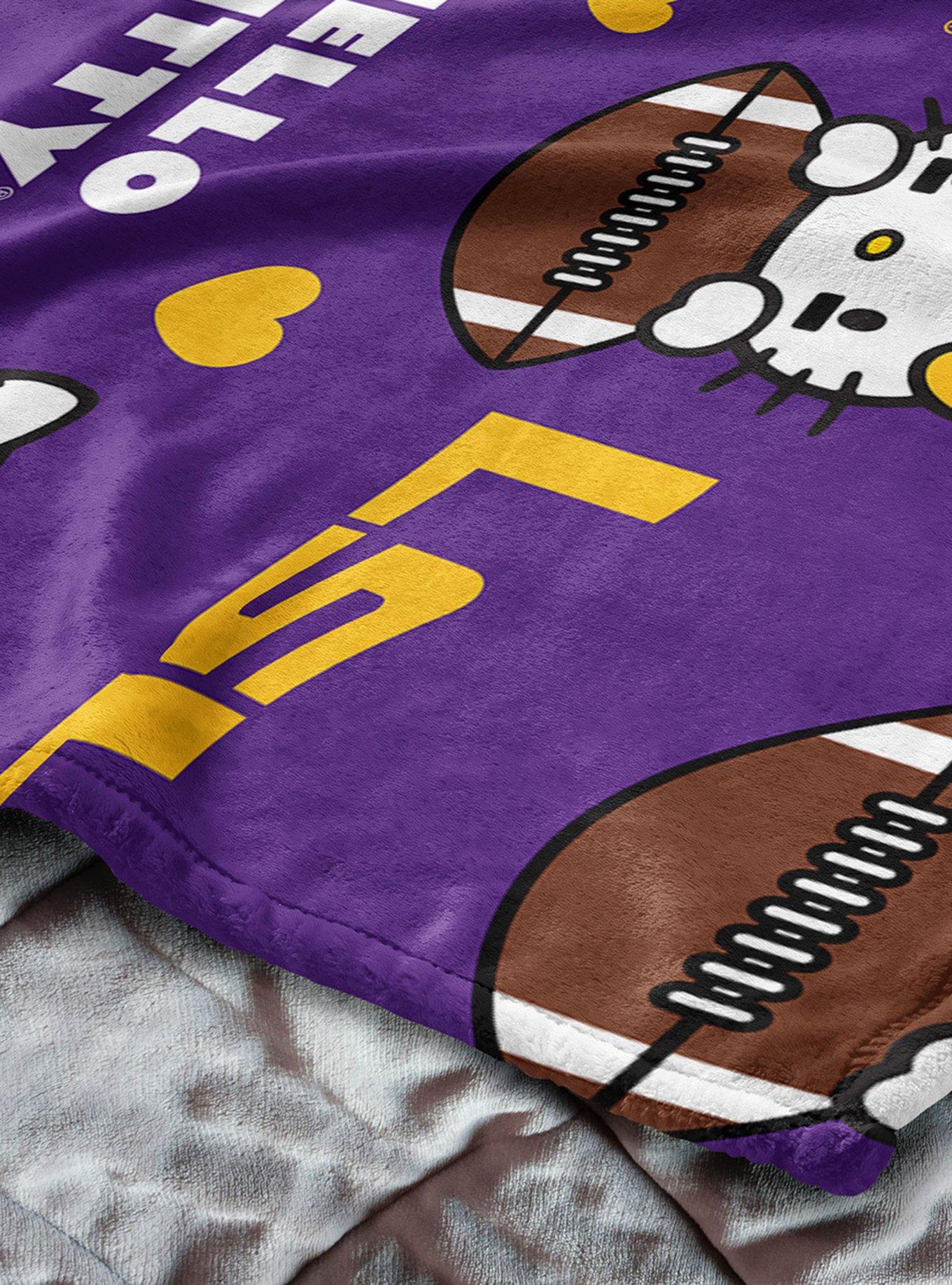 LSU Tigers Football Ready Hello Kitty Cloud Throw Blanket, , alternate