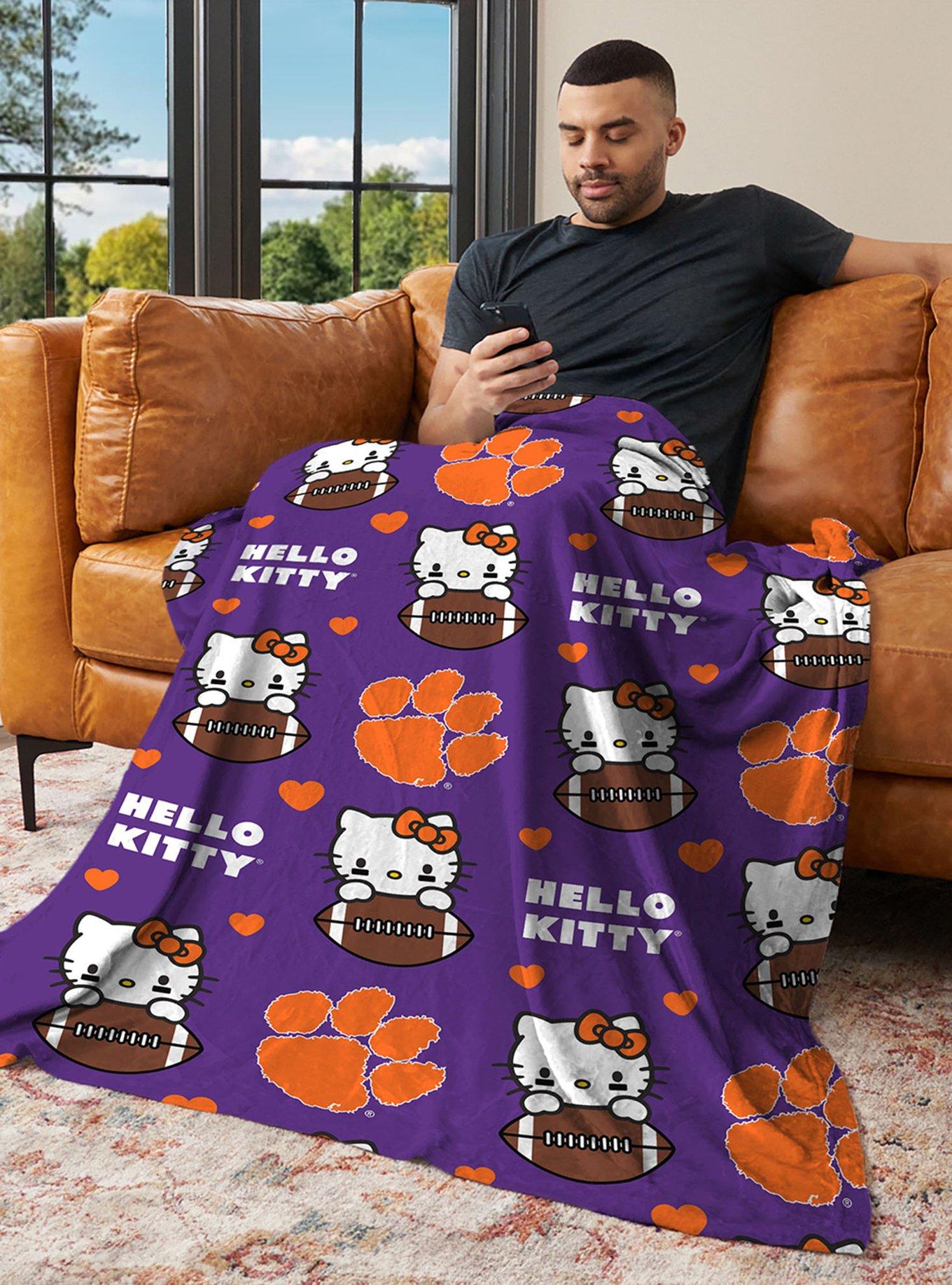 Clemson Tigers Football Ready Hello Kitty Cloud Throw Blanket, , alternate