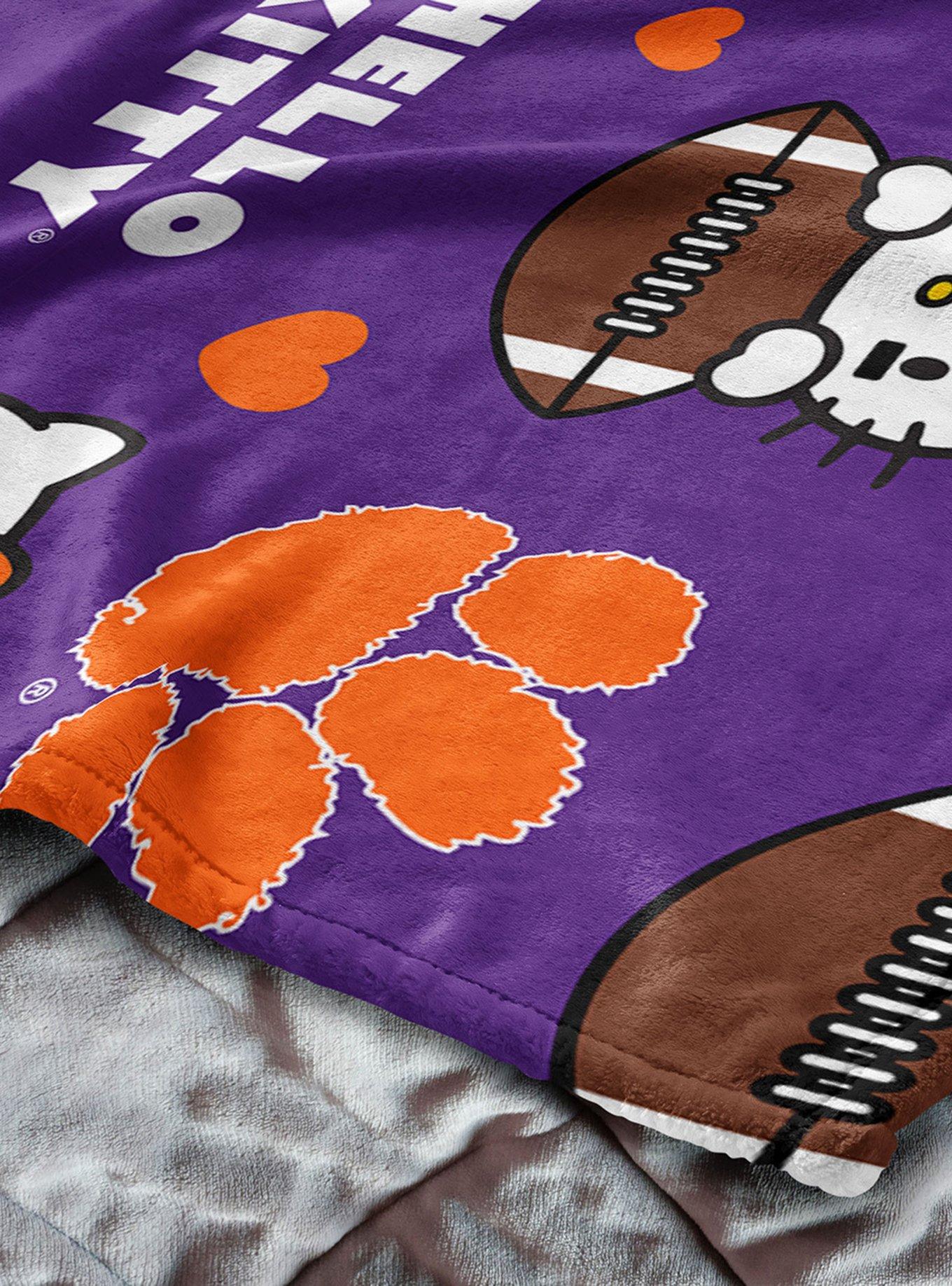 Clemson Tigers Football Ready Hello Kitty Cloud Throw Blanket, , alternate