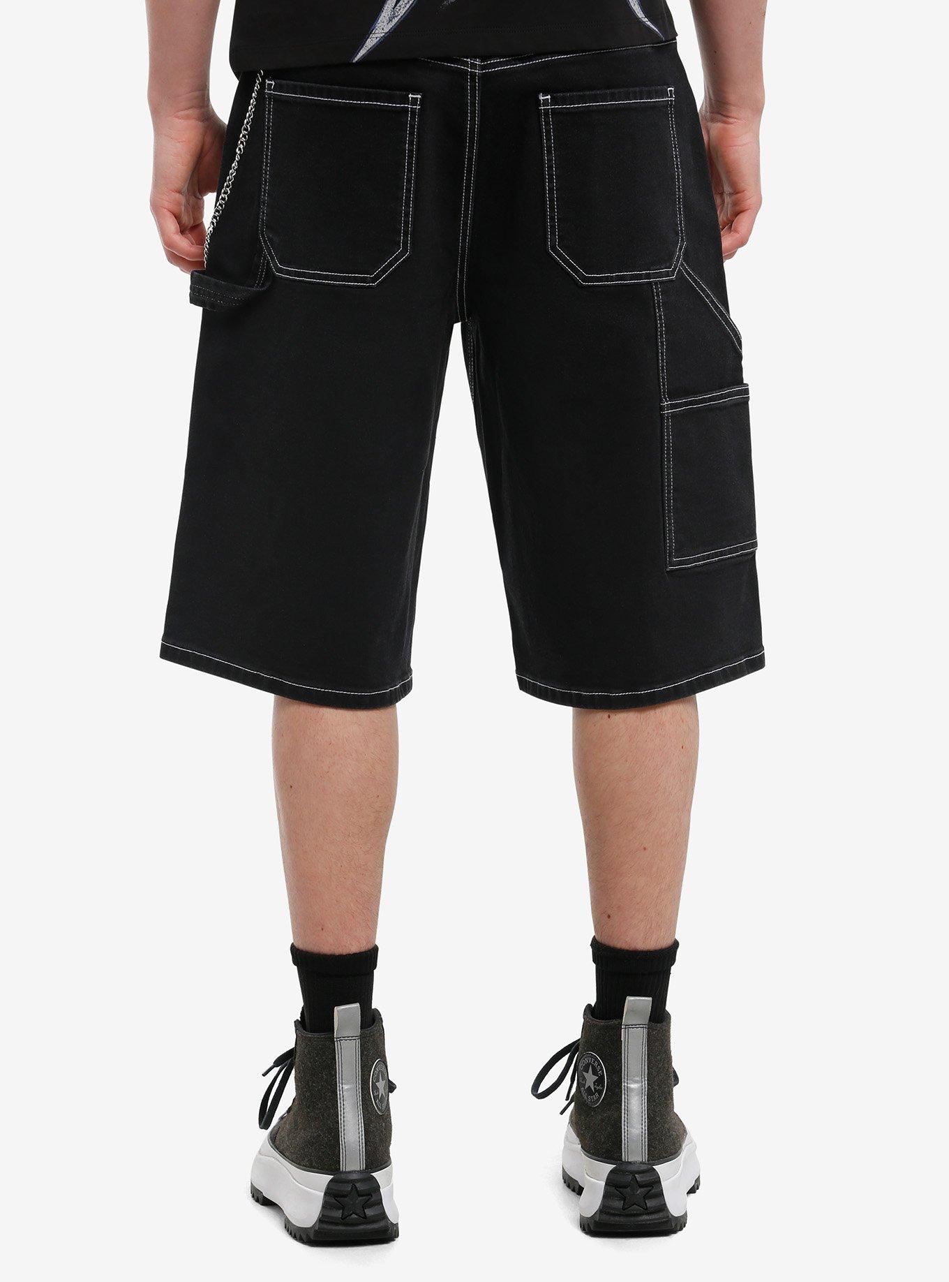 Three-Headed Skeleton Black Carpenter Jorts, , hi-res