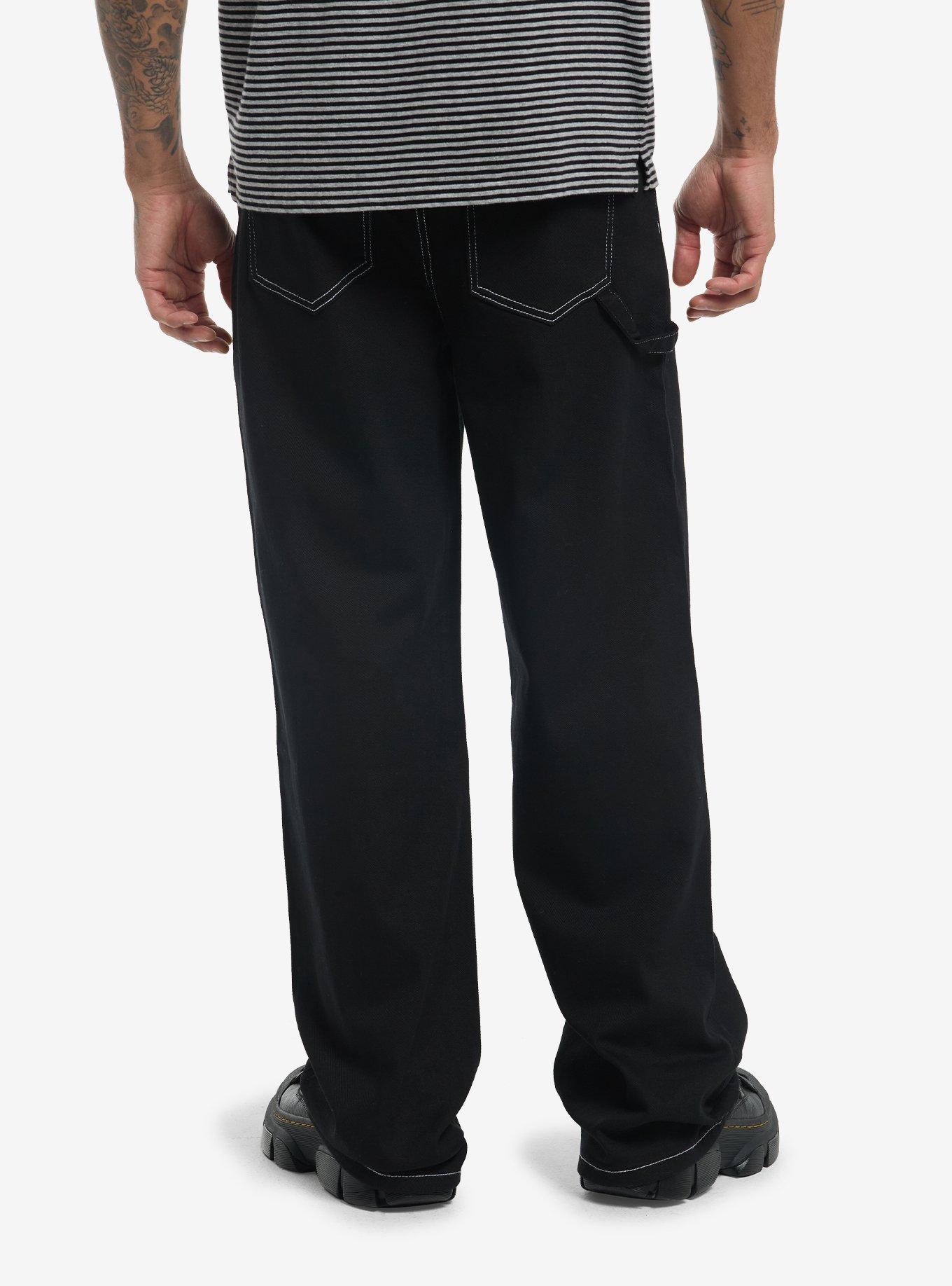 Black & Grey Flame Rhinestone Straight-Leg Jeans, , hi-res