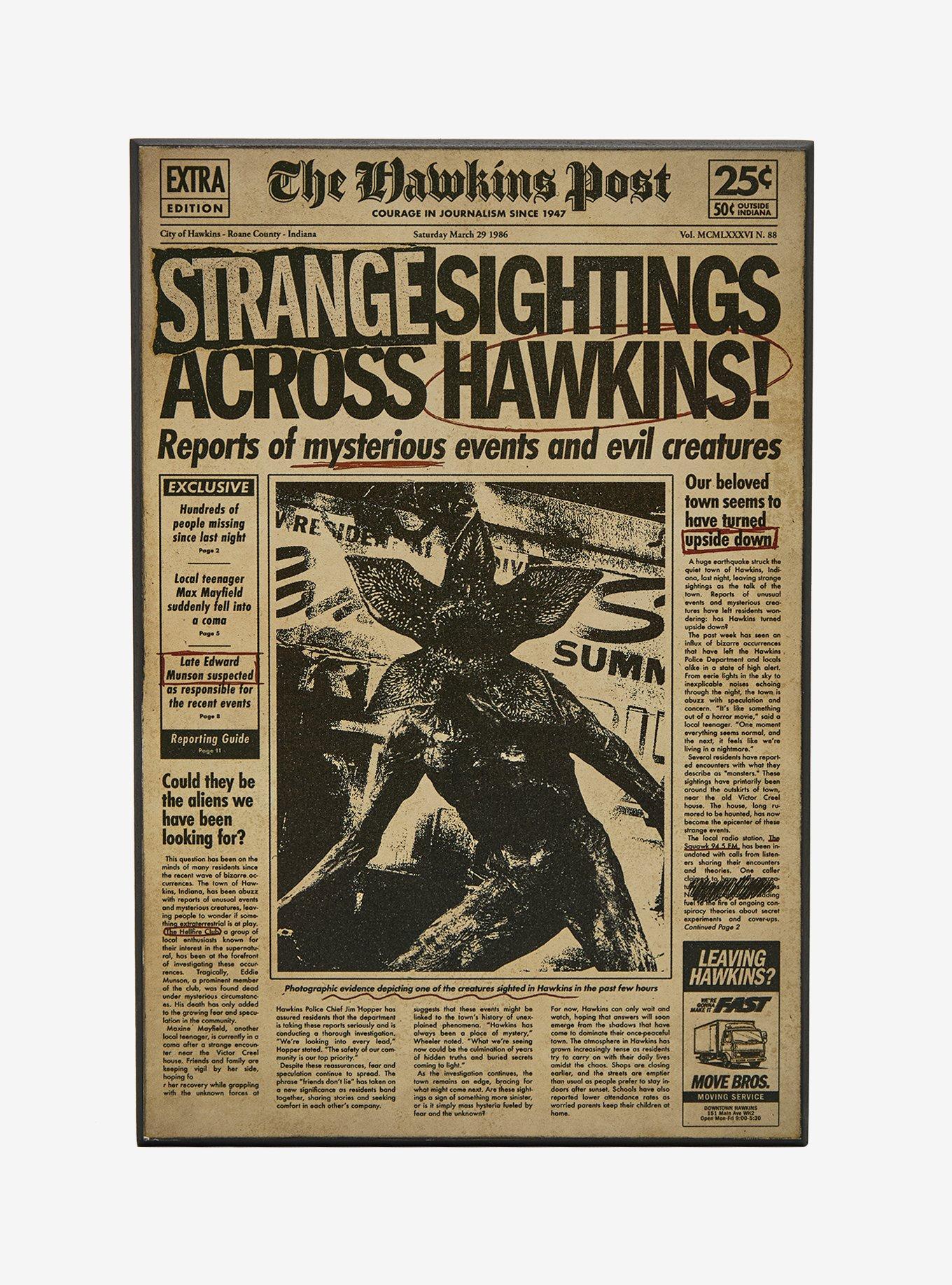 Stranger Things Strange Sightings Hawkins Post Wall Art — BoxLunch Exclusive, , hi-res