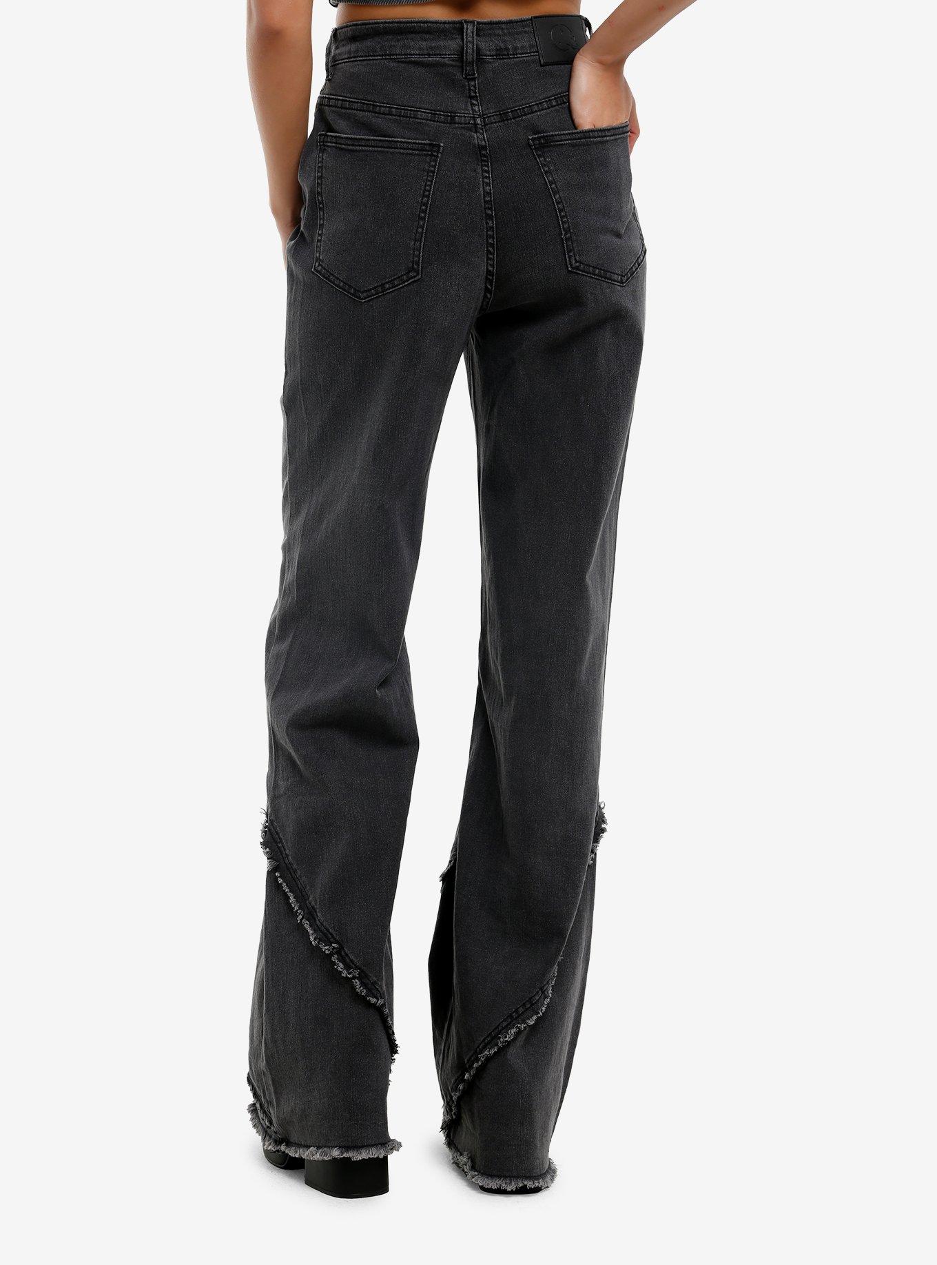 KIHILIST Grey Wash Frayed Seam Jeans, , hi-res