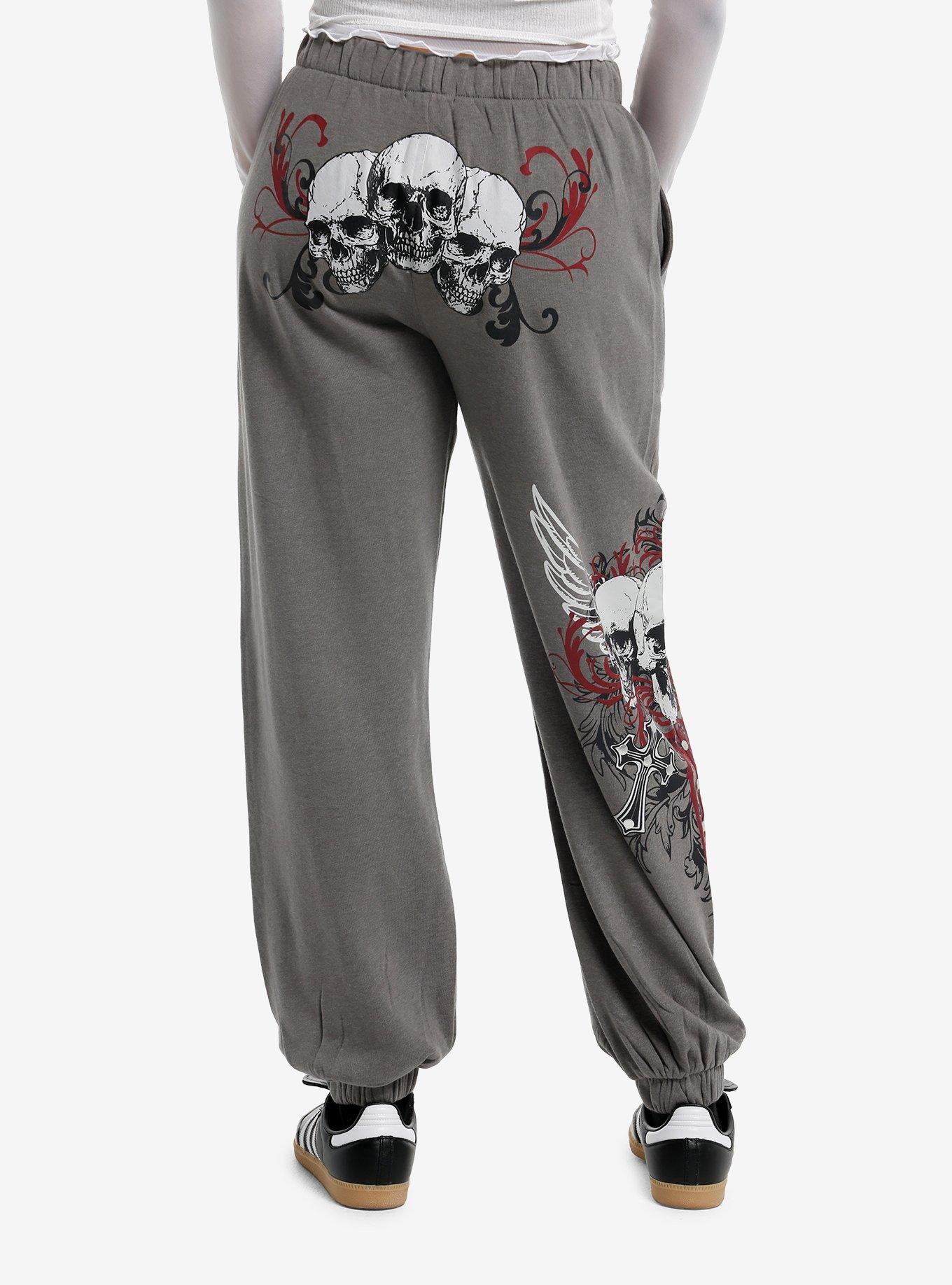 Winged Skull & Cross Girls Jogger Sweatpants, , hi-res