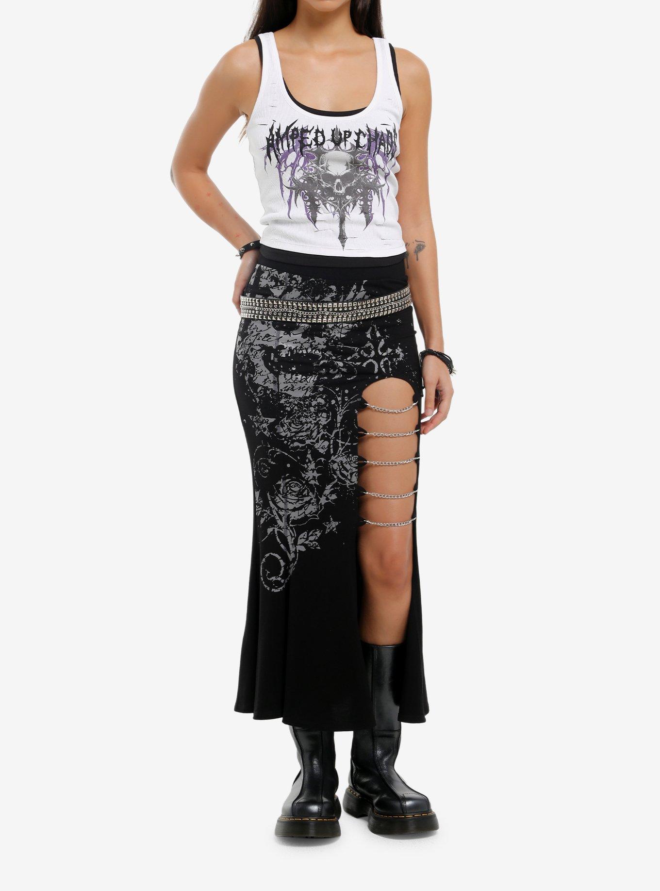 Social Collision Amped Up Chaos Skull Layered Girls Tank Top, , hi-res