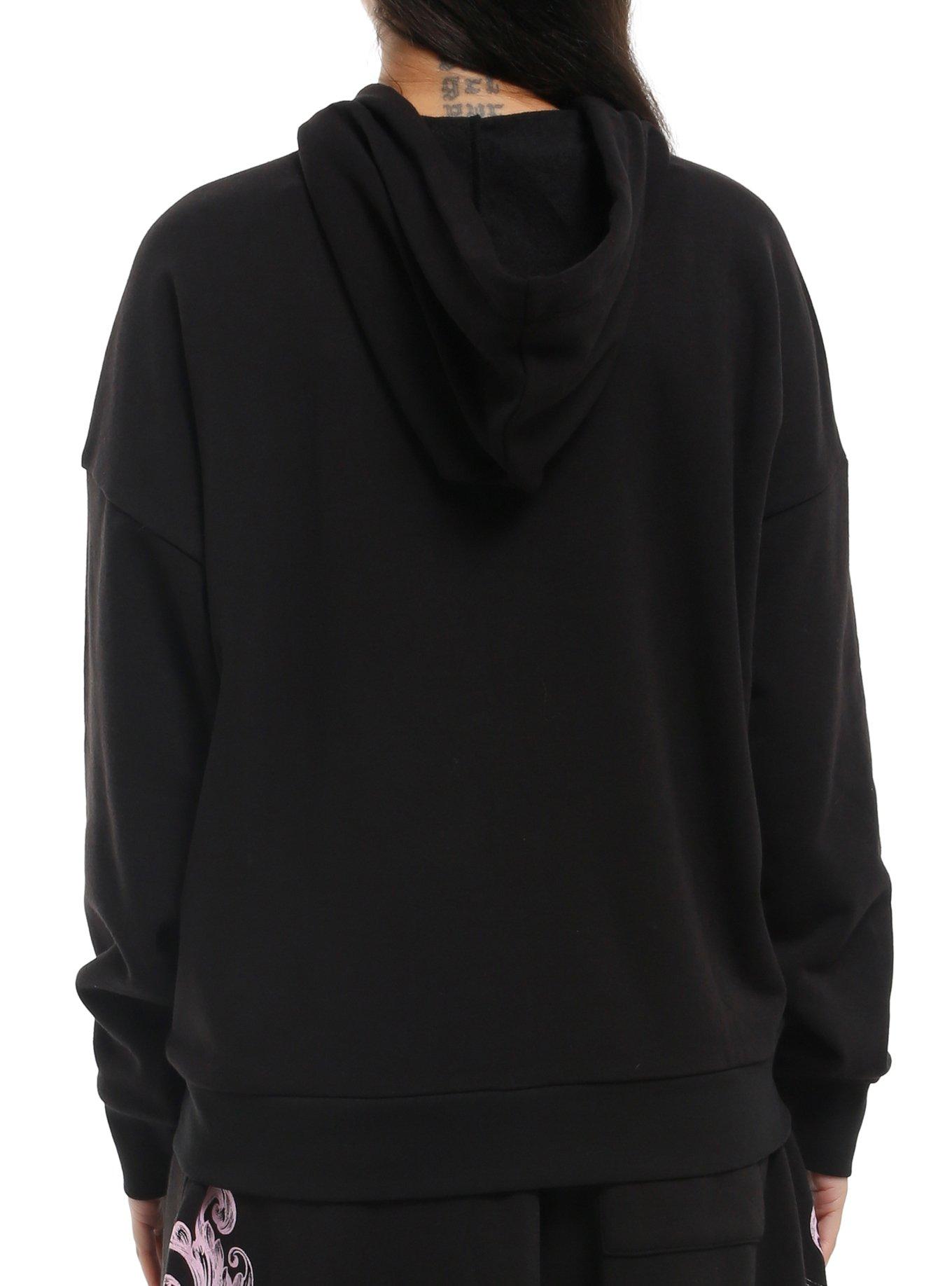 Black & Pink Winged Skull Girls Hoodie, PINK, alternate