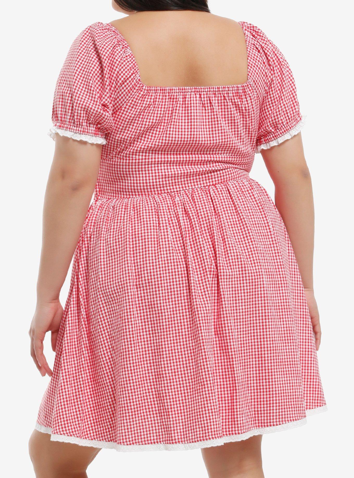 Thorn & Fable Red Gingham Apple Dress Plus Size, , hi-res