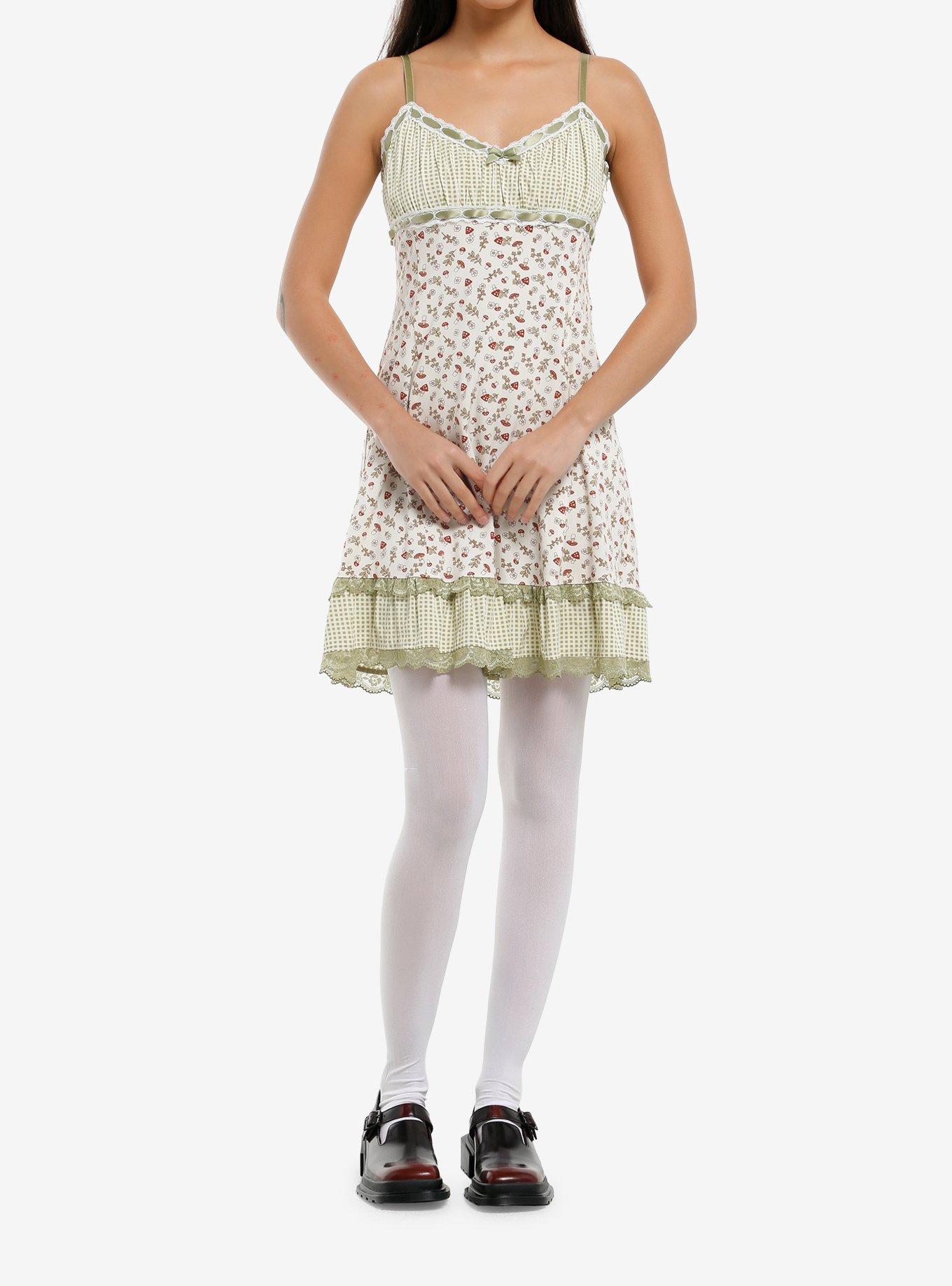 Thorn & Fable Mushroom Gingham Slip Dress, , hi-res