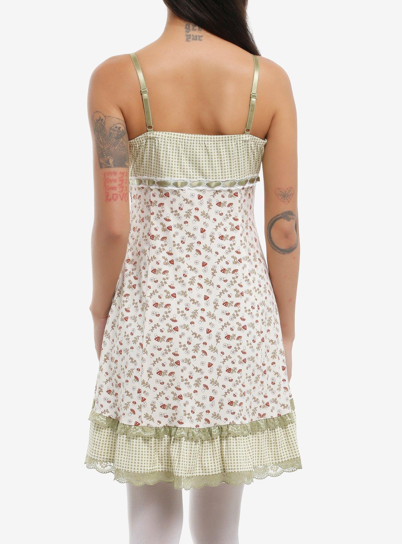 Thorn & Fable Mushroom Gingham Slip Dress, MULTI, alternate