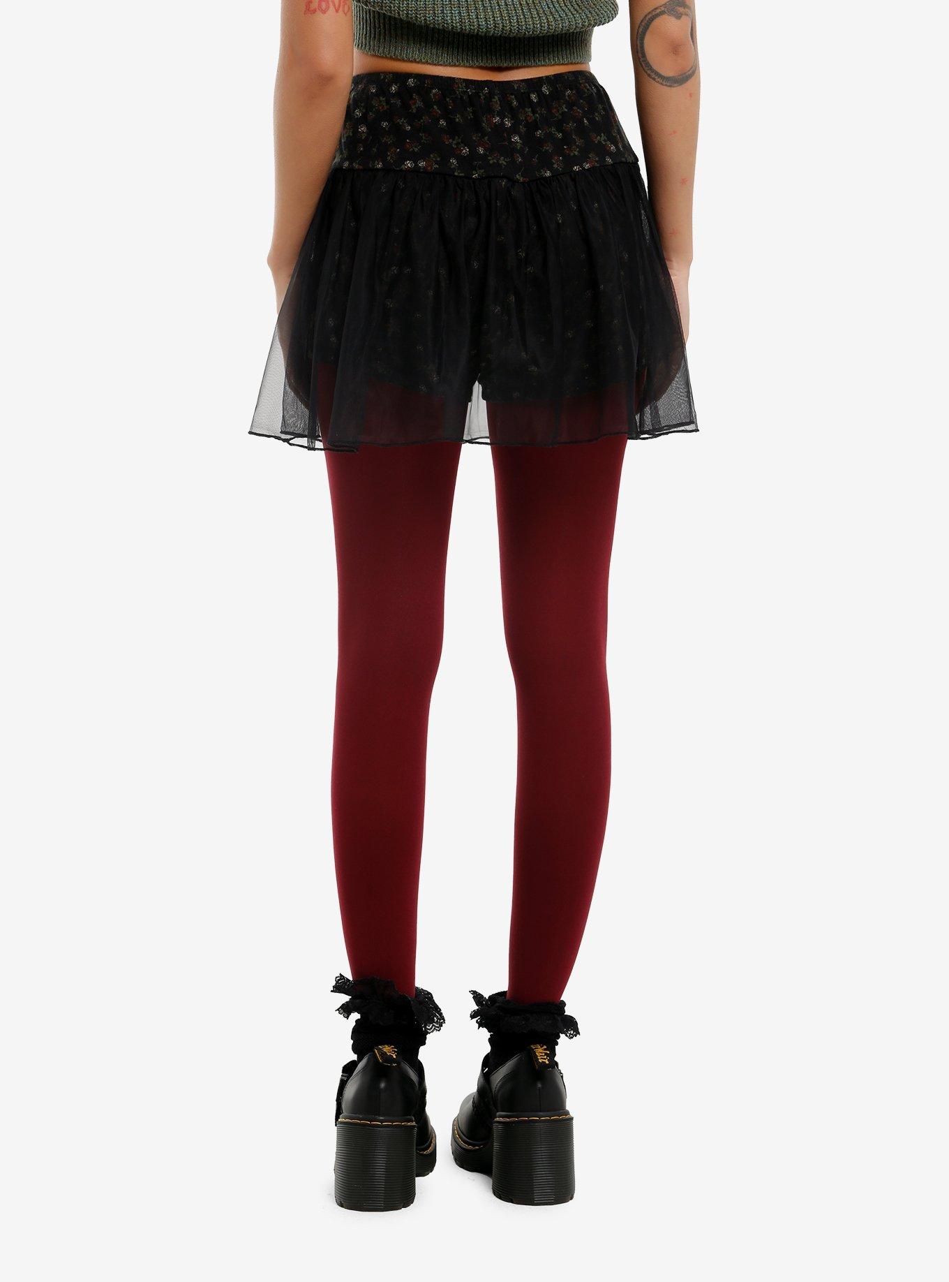 Thorn & Fable Dark Floral Lace-Up Skort, , hi-res