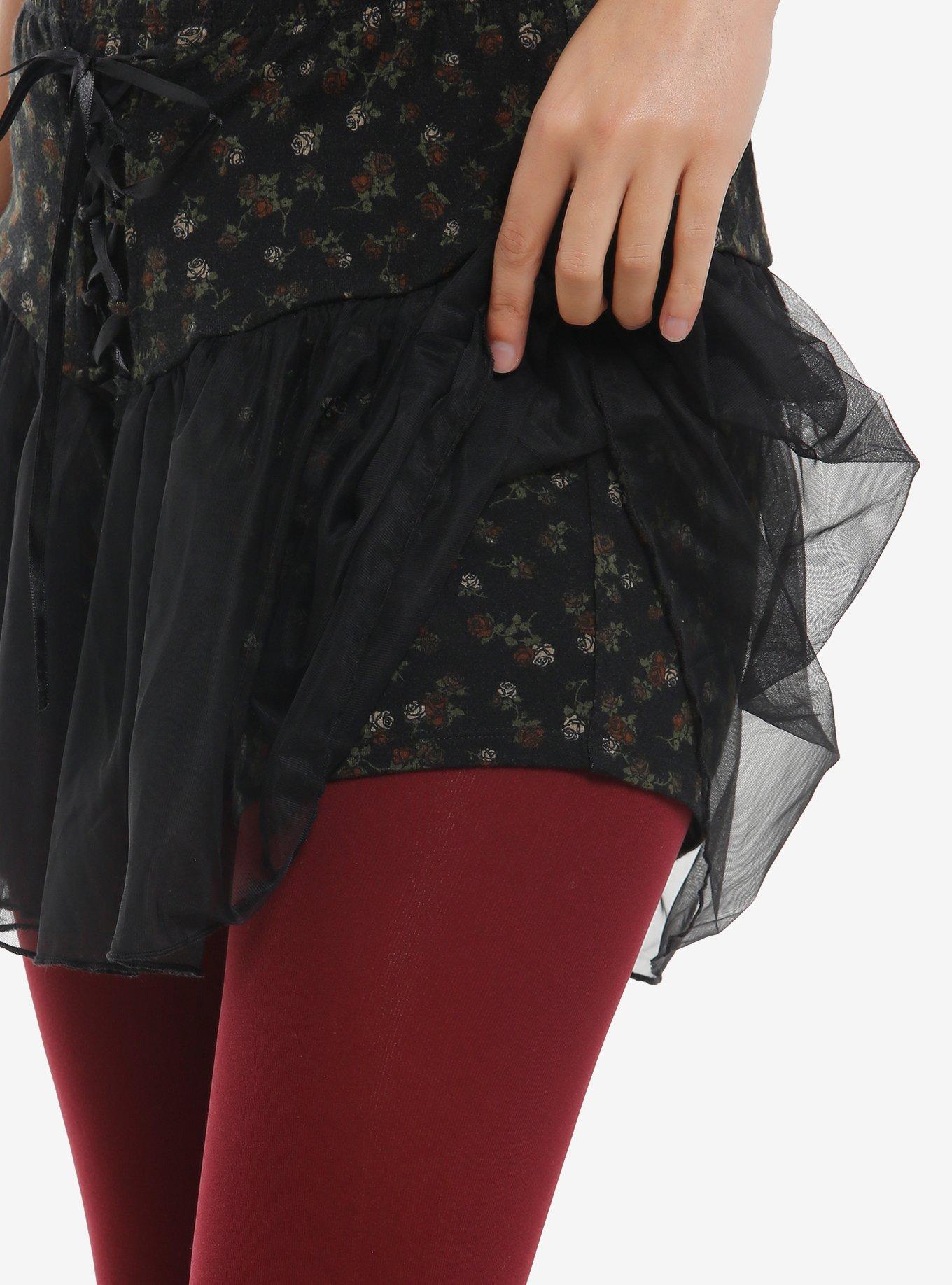 Thorn & Fable Dark Floral Lace-Up Skort, MULTI, alternate