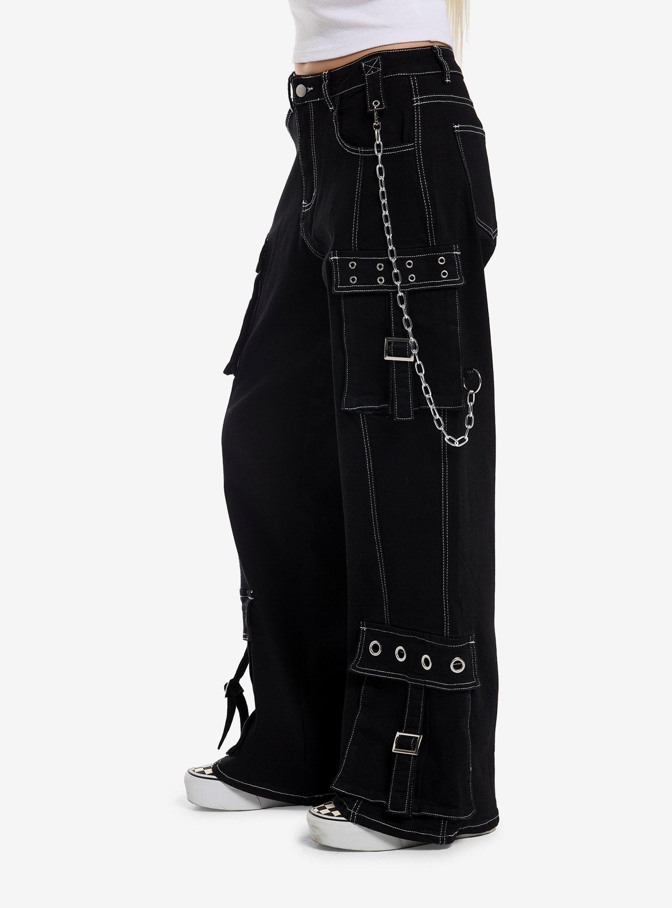 Black Grommets & Chains Cargo Pants, MULTI, alternate