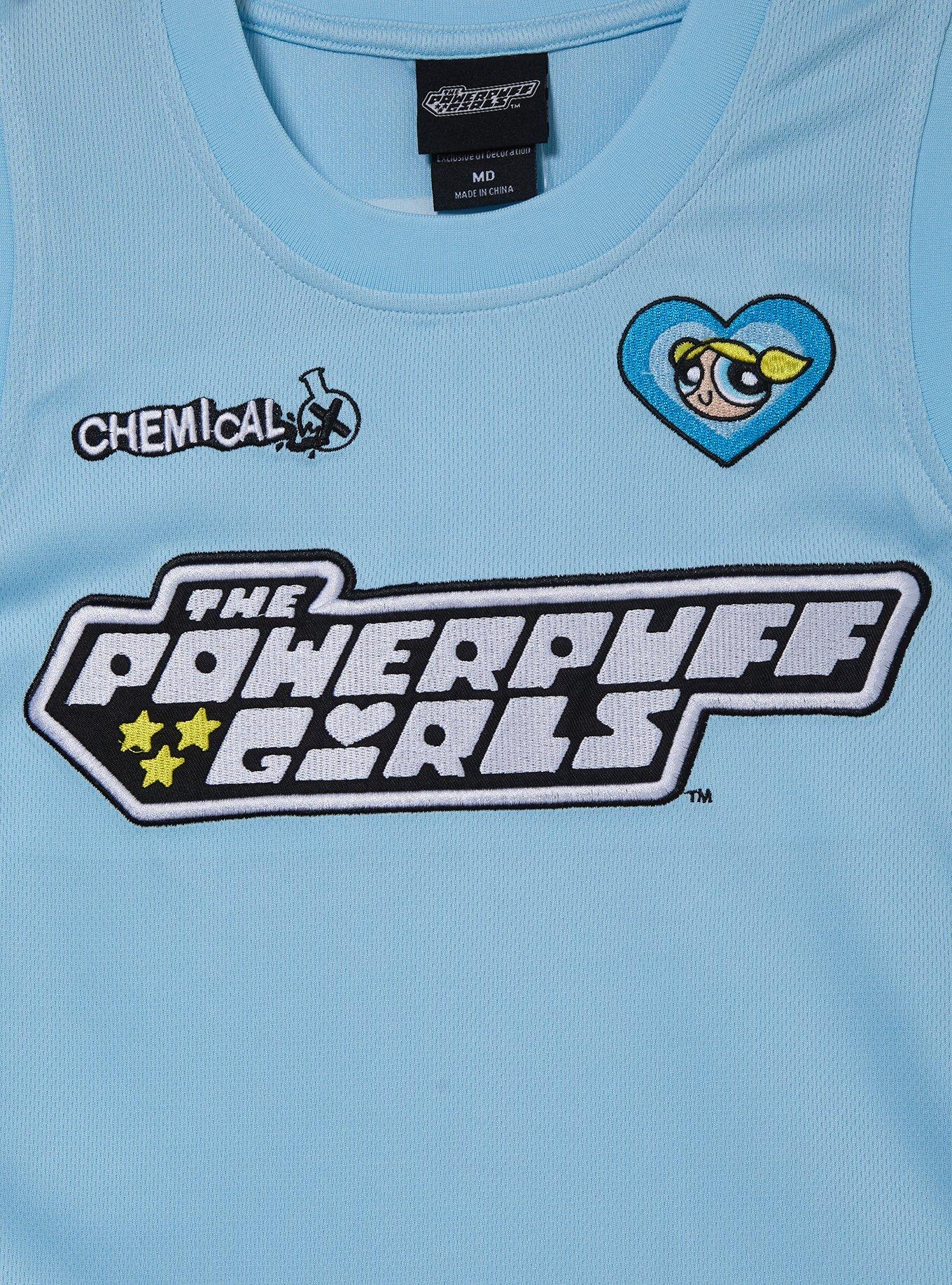 The Powerpuff Girls Bubbles Women's Plus Size Cropped Basketball Jersey - BoxLunch Exclusive, BLUE, alternate