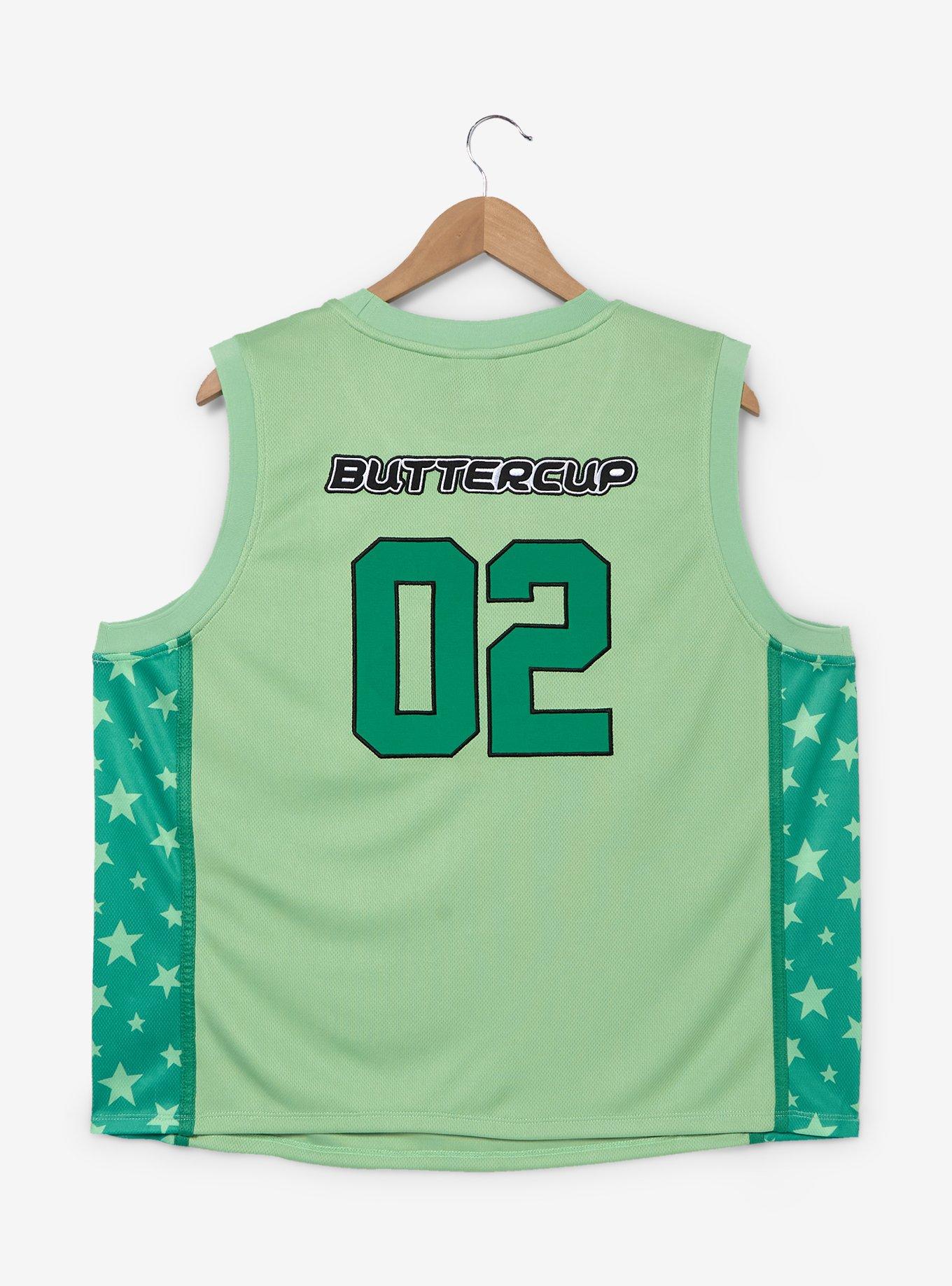 The Powerpuff Girls Buttercup Women's Plus Cropped Basketball Jersey - BoxLunch Exclusive