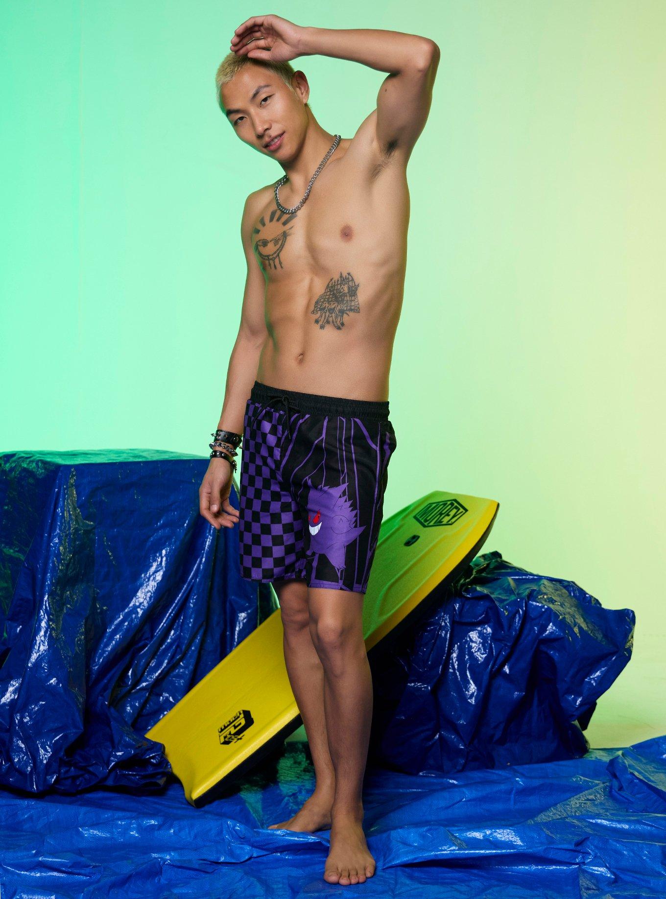 Pok&eacute;mon Gengar Pattern Split Swim Trunks, MULTI, alternate