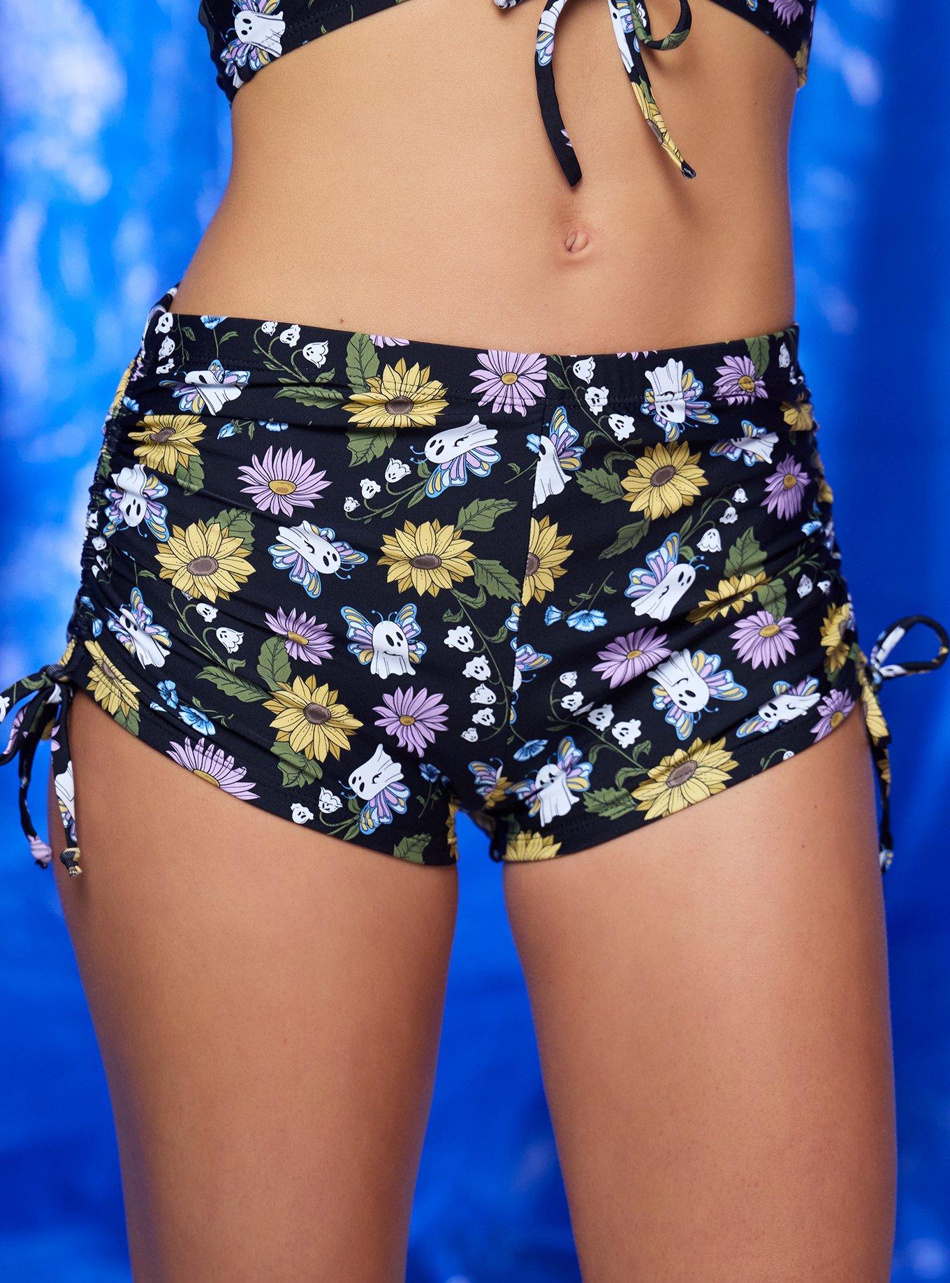 Ghost Bee Sunflower Boyshort Swim Bottoms, , hi-res