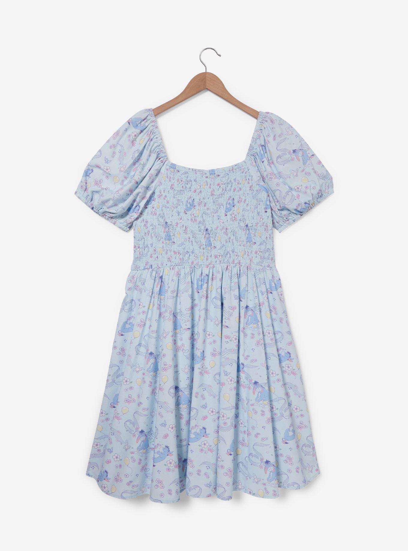 Disney Winnie the Pooh Eeyore Floral Allover Print Plus Size Dress &mdash; BoxLunch Exclusive, , hi-res