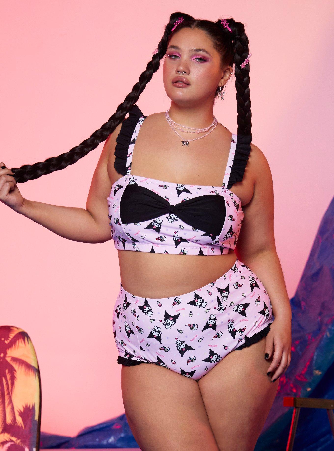 Kuromi Dessert Bow Swim Top Plus Size, , hi-res