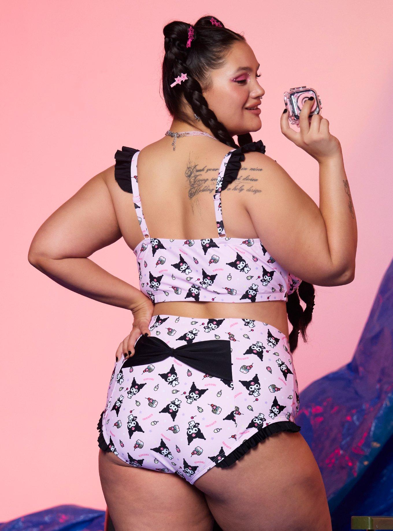 Kuromi Dessert Bow Swim Top Plus Size, MULTI, alternate