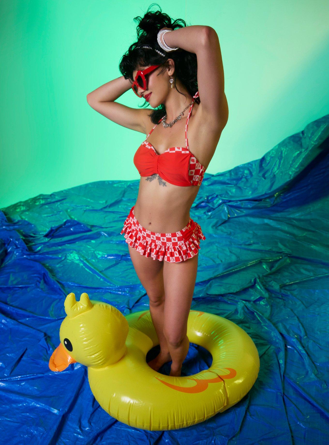 Disney Minnie Mouse Strawberry Checker Skirted Swim Bottoms, MULTI, alternate