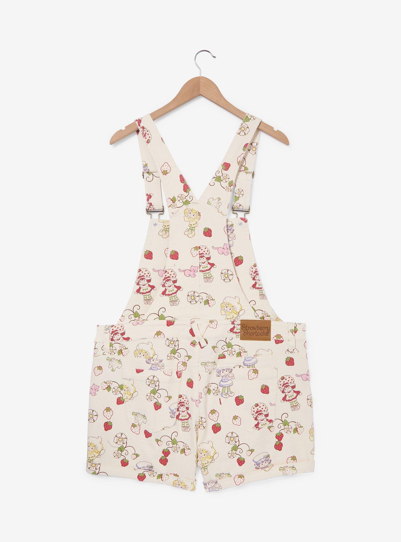 Strawberry Shortcake Women's Plus Size Short Overalls &mdash; BoxLunch Exclusive, , hi-res