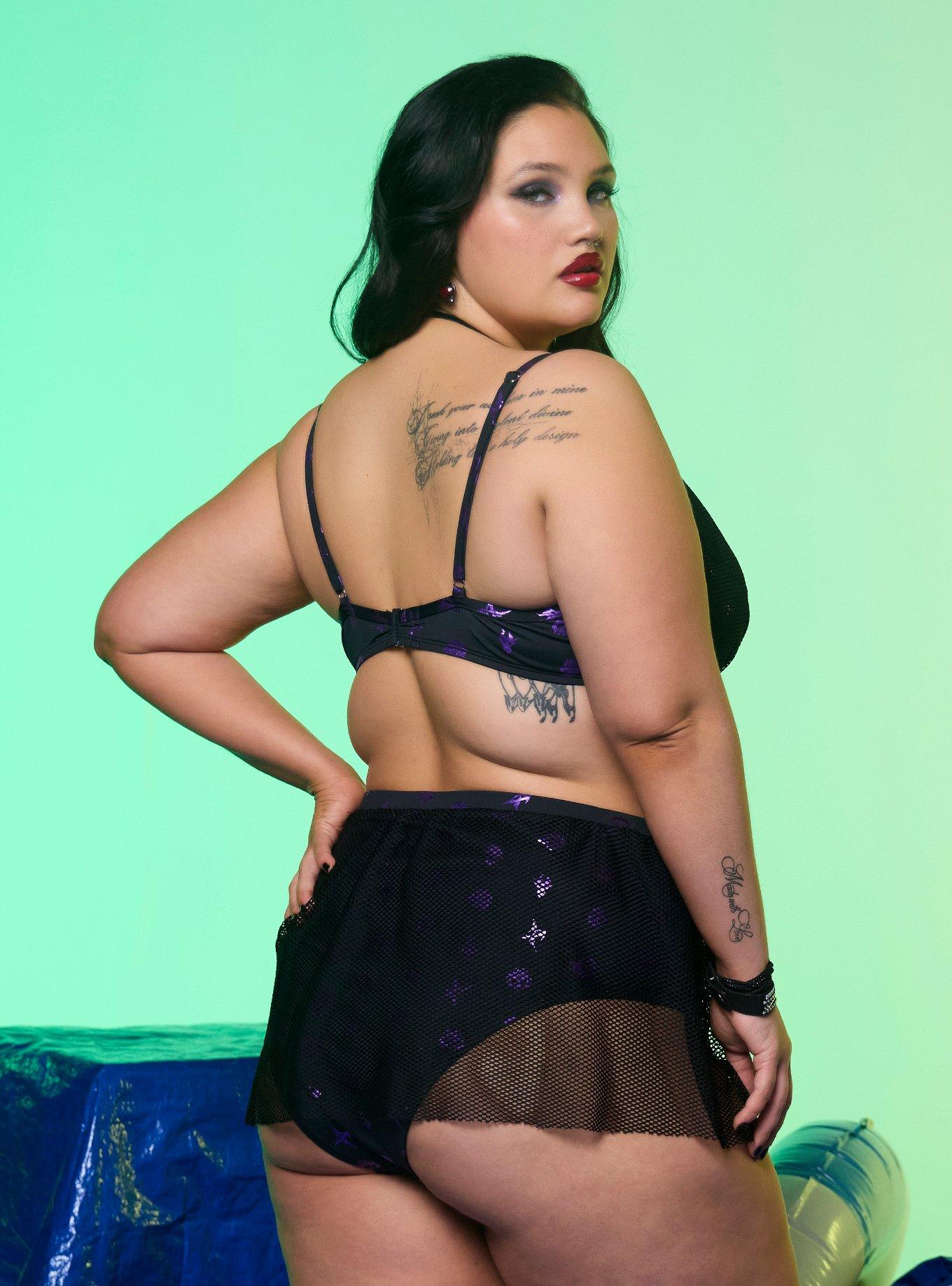 Disney Villains Iridescent Icons Swim Top Plus Size, MULTI, alternate