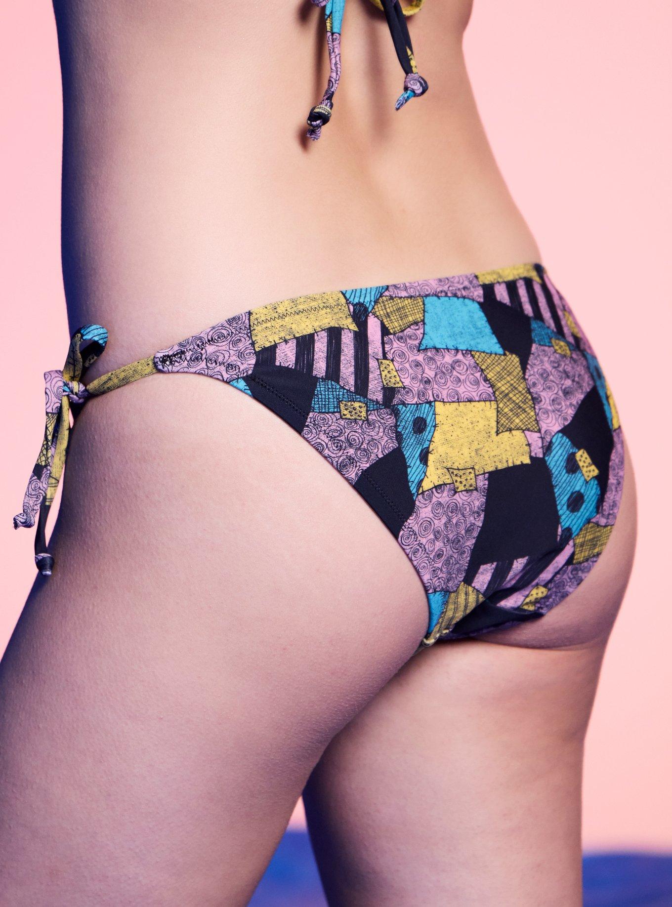 The Nightmare Before Christmas Sally Patchwork High-Waisted Swim Bottoms With Wrap, MULTI, alternate