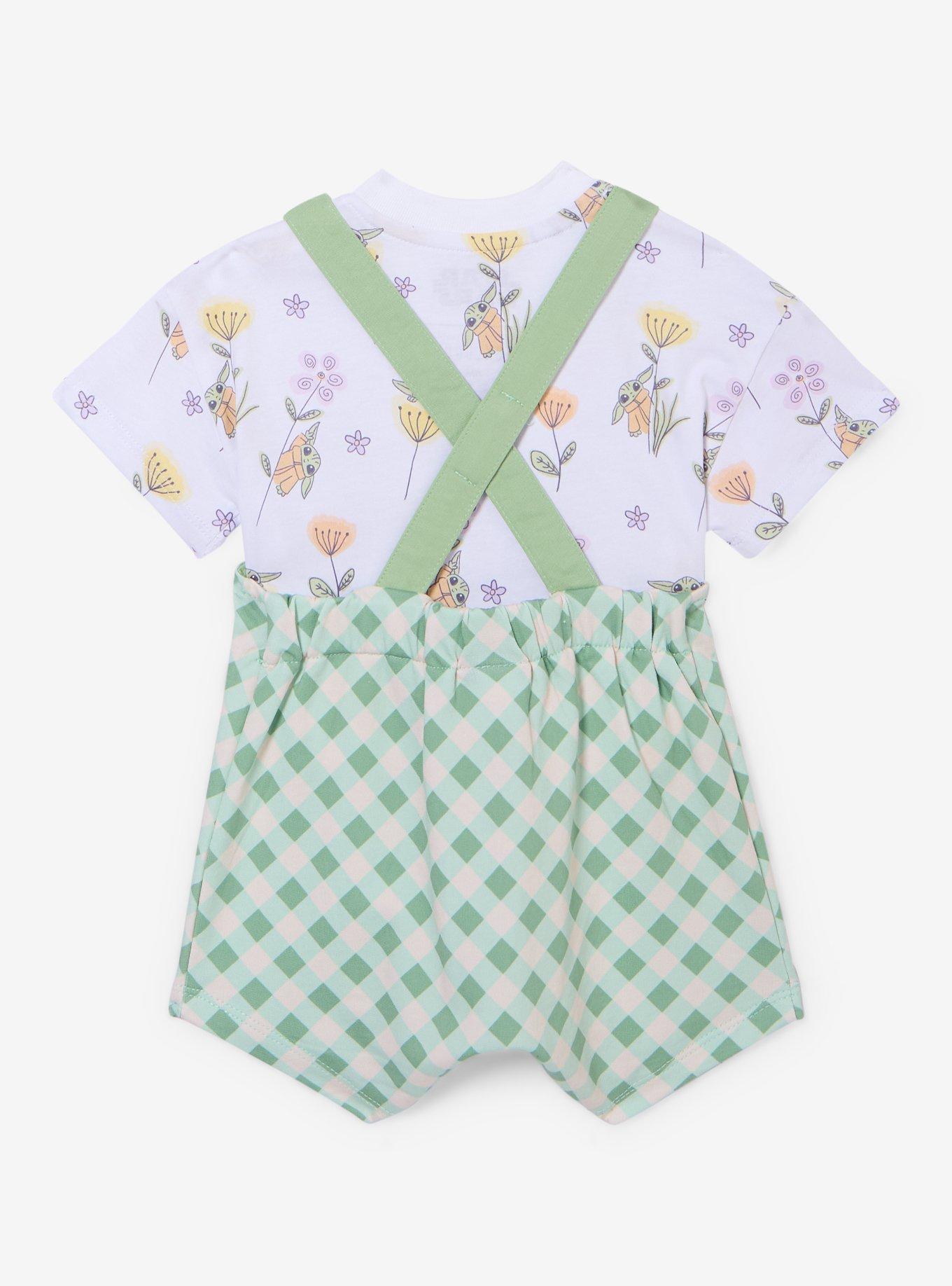 Star Wars The Mandalorian Grogu Spring Infant T-Shirt & Overall Set &mdash; BoxLunch Exclusive, , hi-res