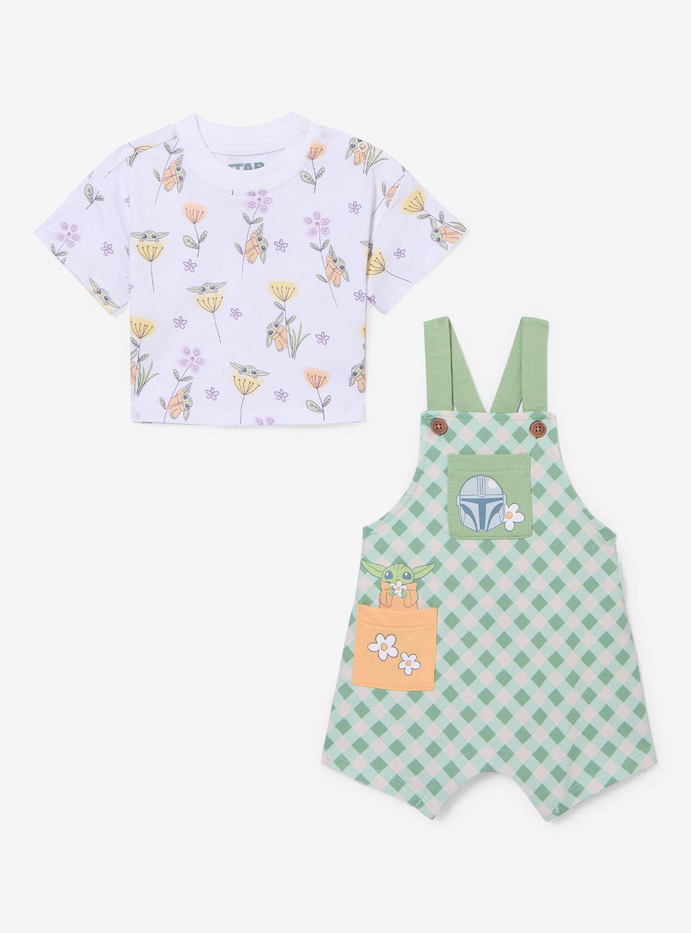 Star Wars The Mandalorian Grogu Spring Infant T-Shirt & Overall Set &mdash; BoxLunch Exclusive, SAGE, alternate