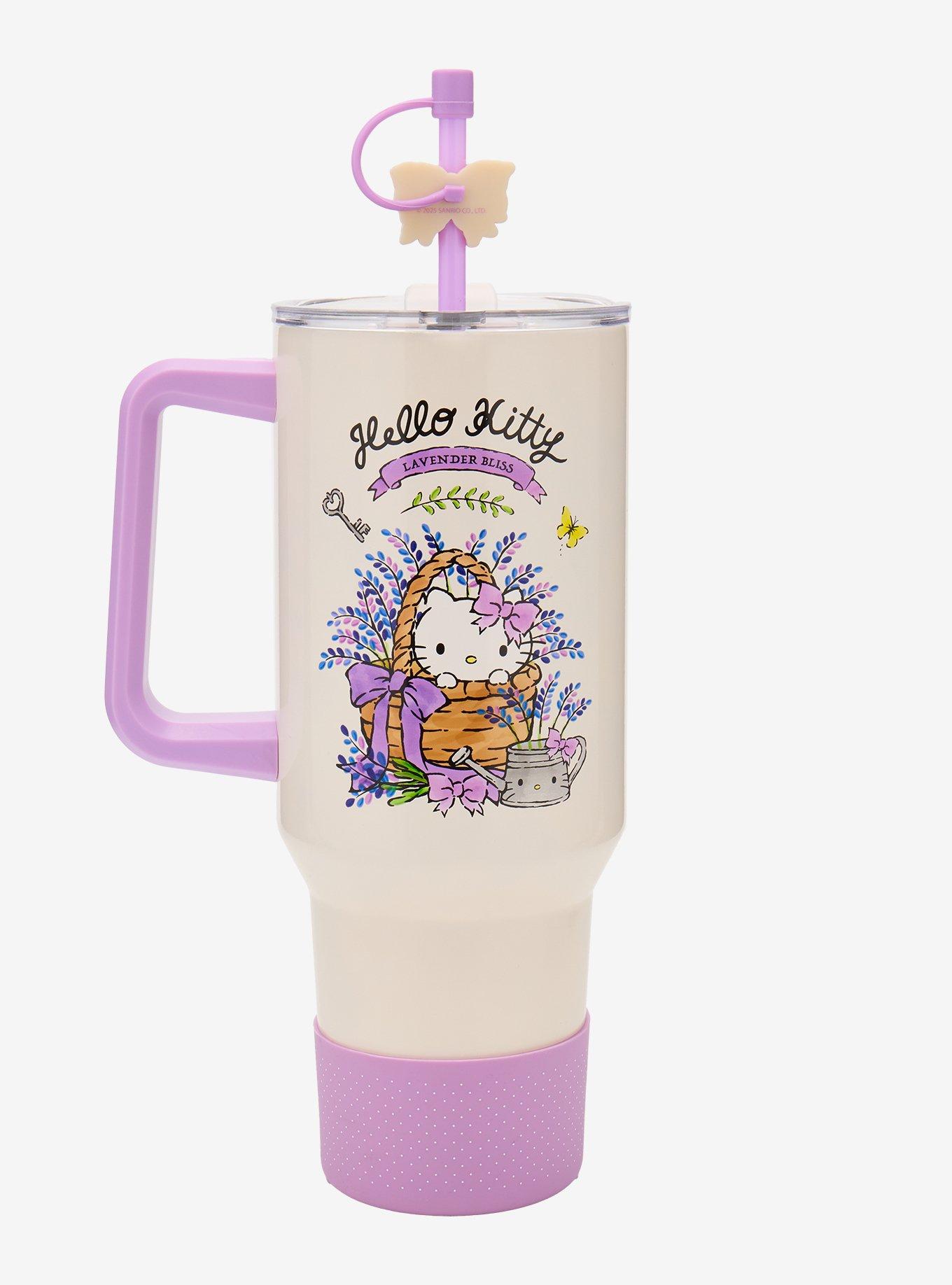 Sanrio Hello Kitty Lavender Bow Straw Tumbler with Handle - BoxLunch Exclusive, , hi-res
