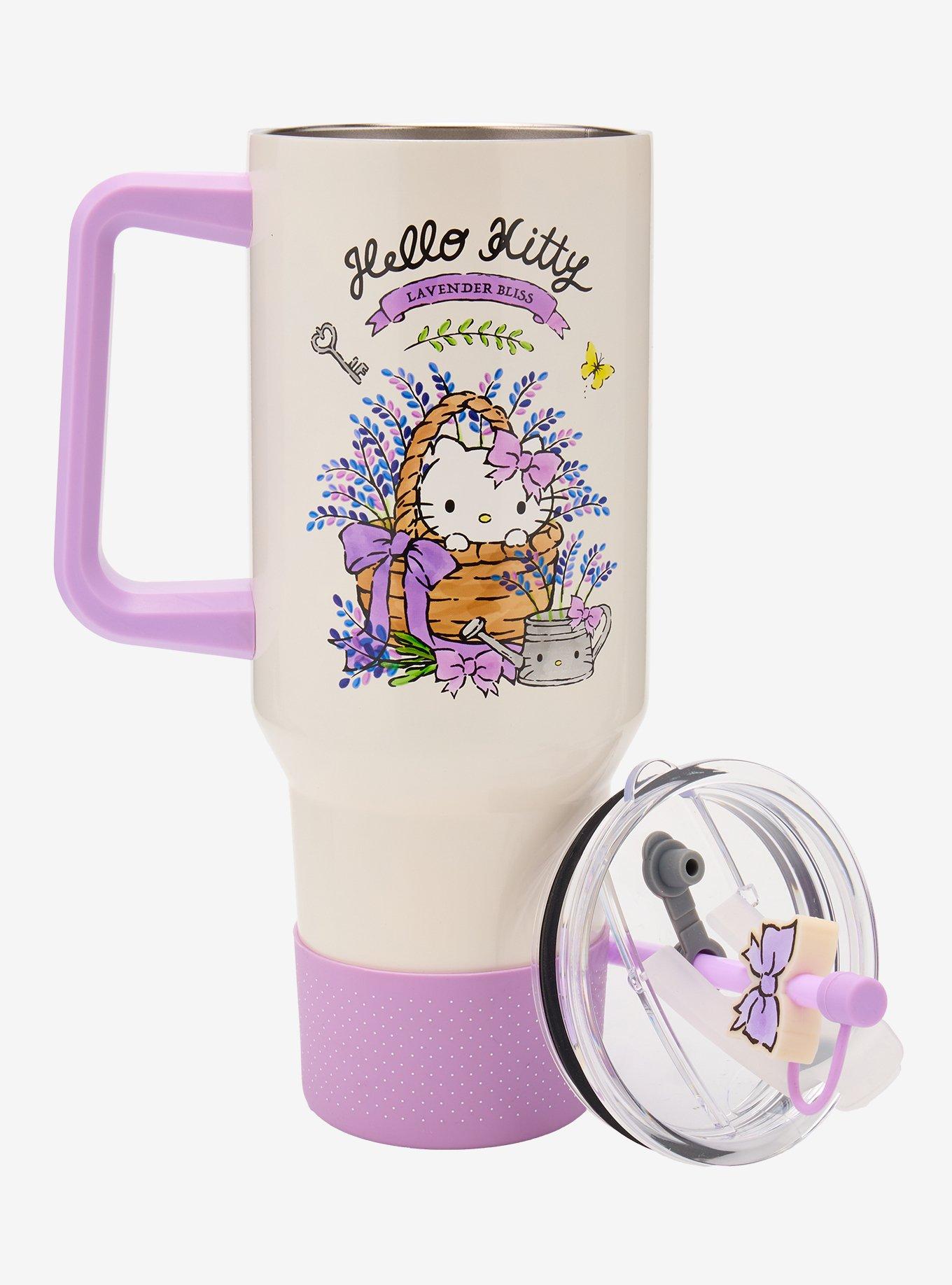 Sanrio Hello Kitty Lavender Bow Straw Tumbler with Handle - BoxLunch Exclusive