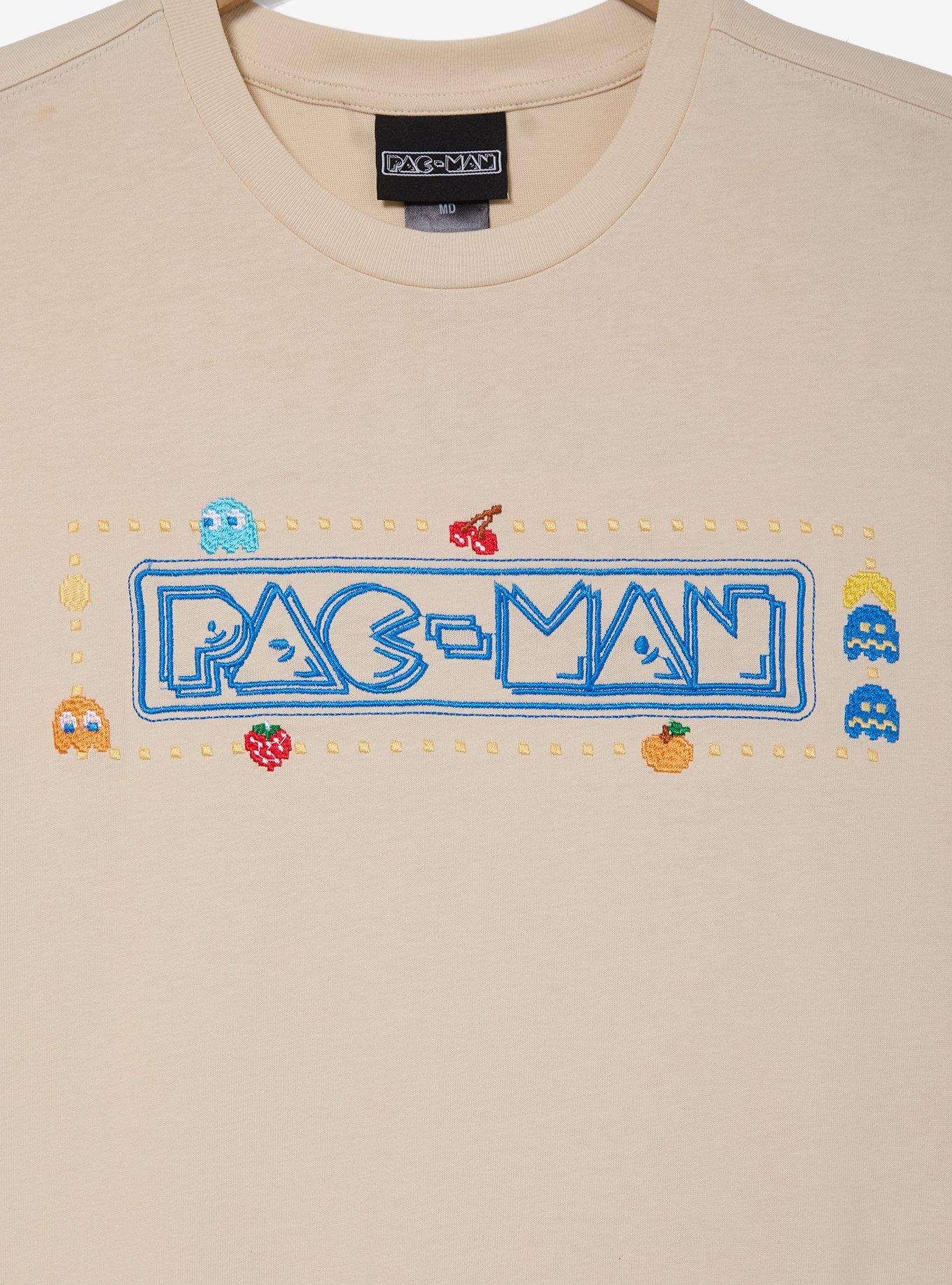PAC-MAN Embroidered Logo T-Shirt - BoxLunch Exclusive, GREY, alternate