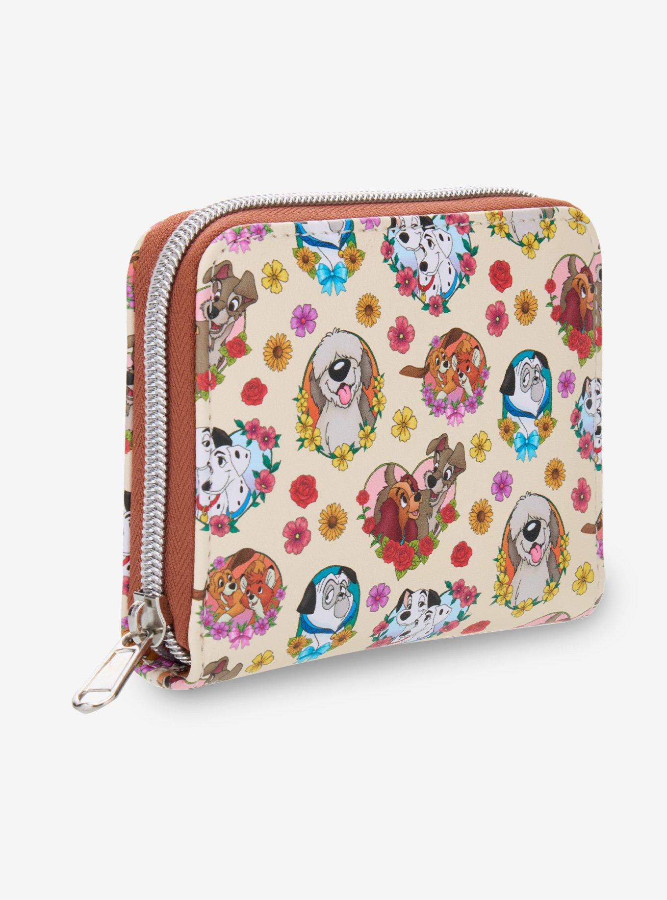 Loungefly Disney Dogs Flower Hearts Mini Zipper Wallet, , hi-res