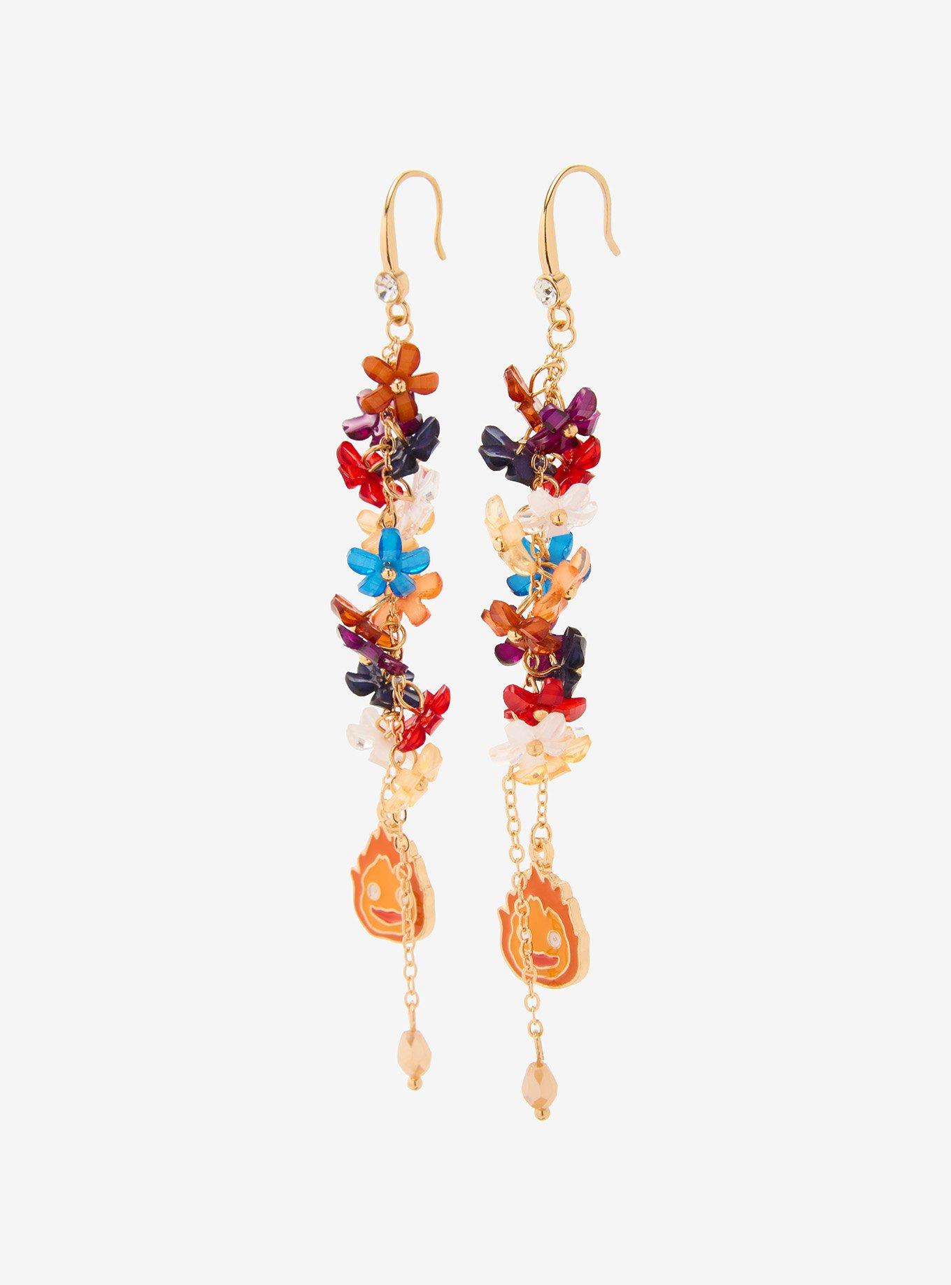 Studio Ghibli® Howl's Moving Castle Floral Calcifer Beaded Hook Earrings - BoxLunch Exclusive, , alternate